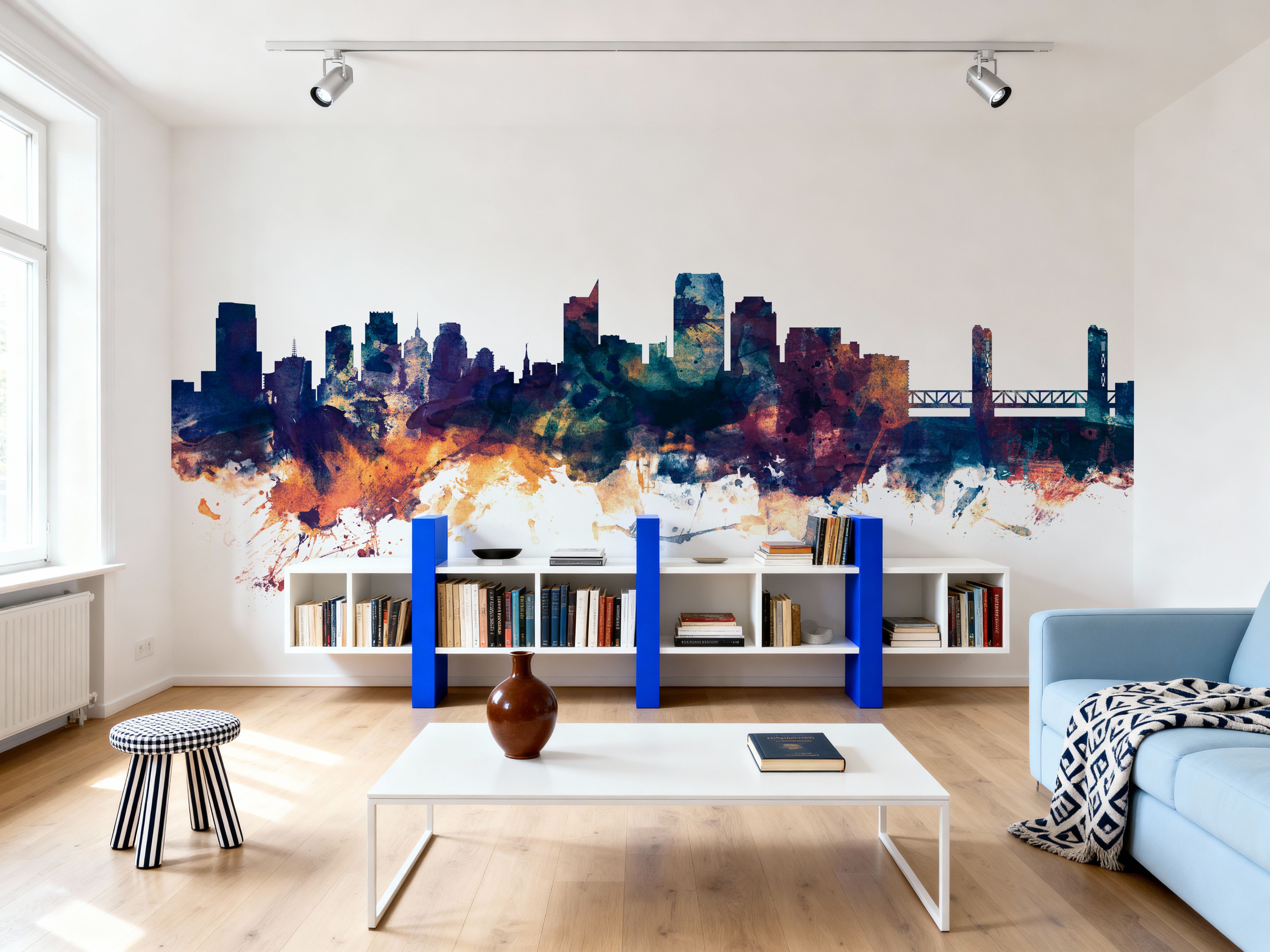 Sacramento California Skyline Blue & Bronze