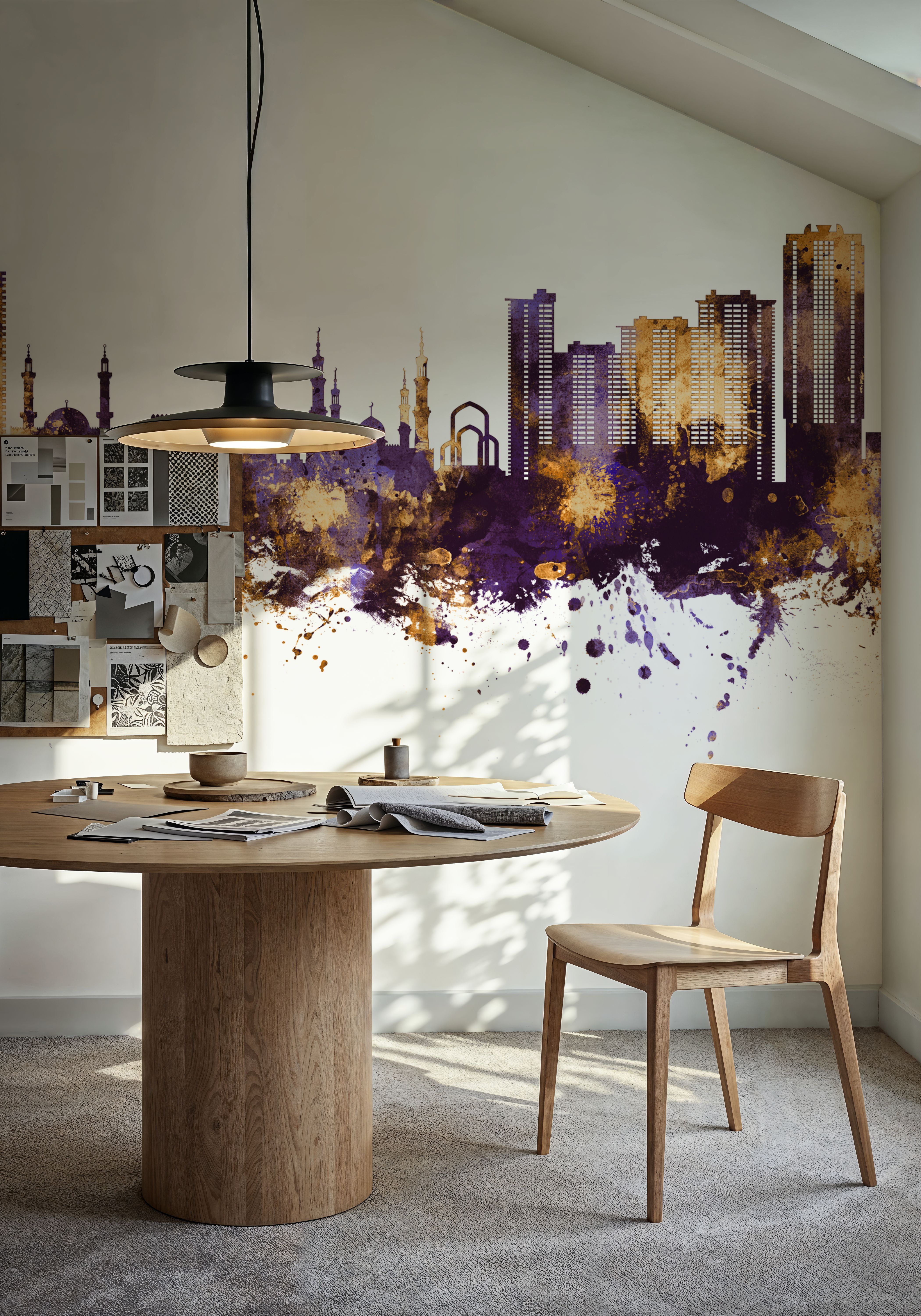 Ajman Skyline Purple & Gold