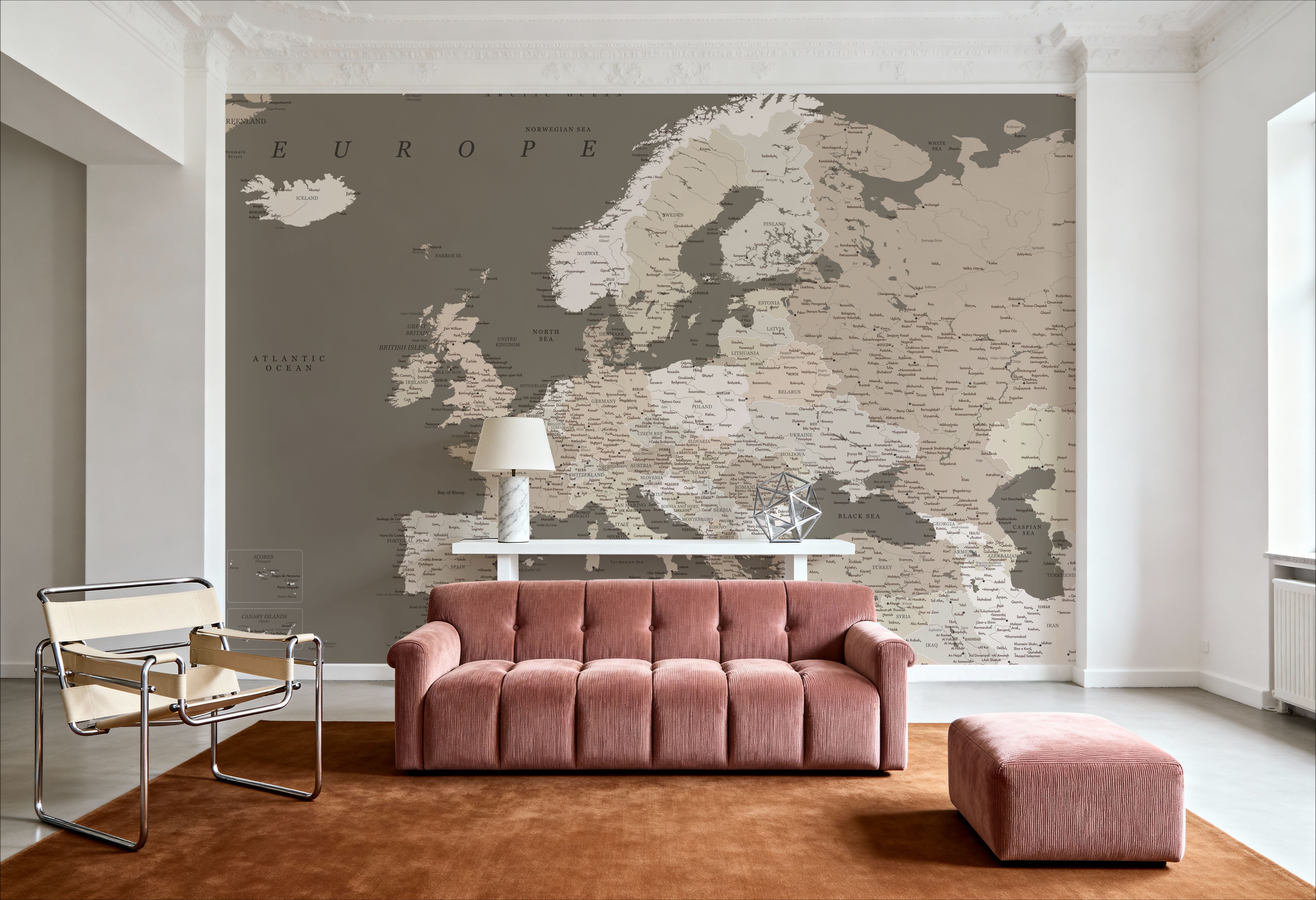 Europe Map Detailed - Earthy