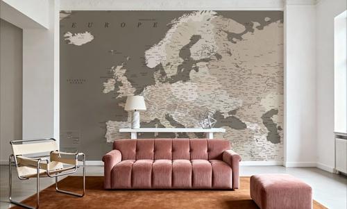 Europe Map Detailed - Earthy