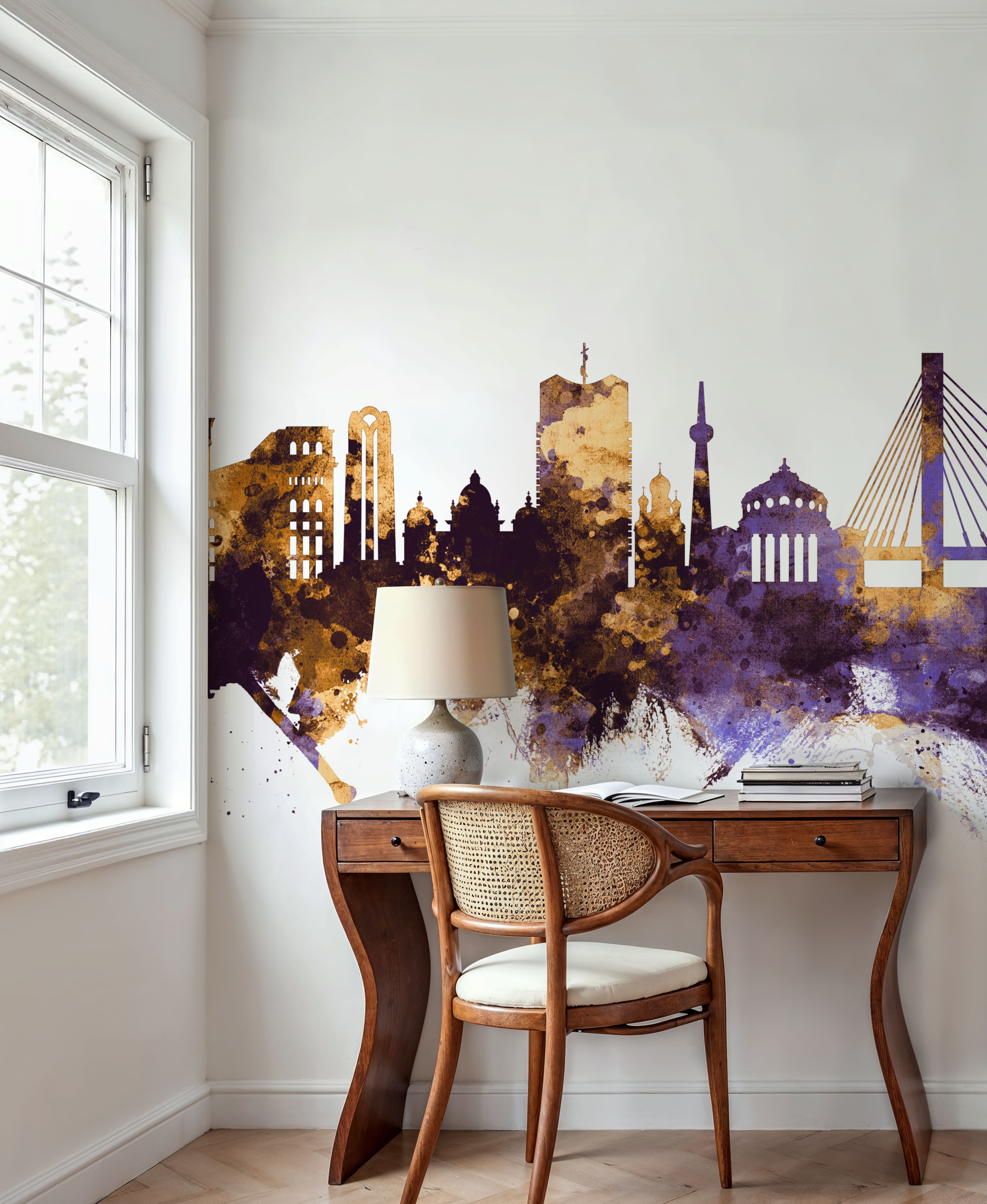 Bucharest Romania Skyline Purple & Gold