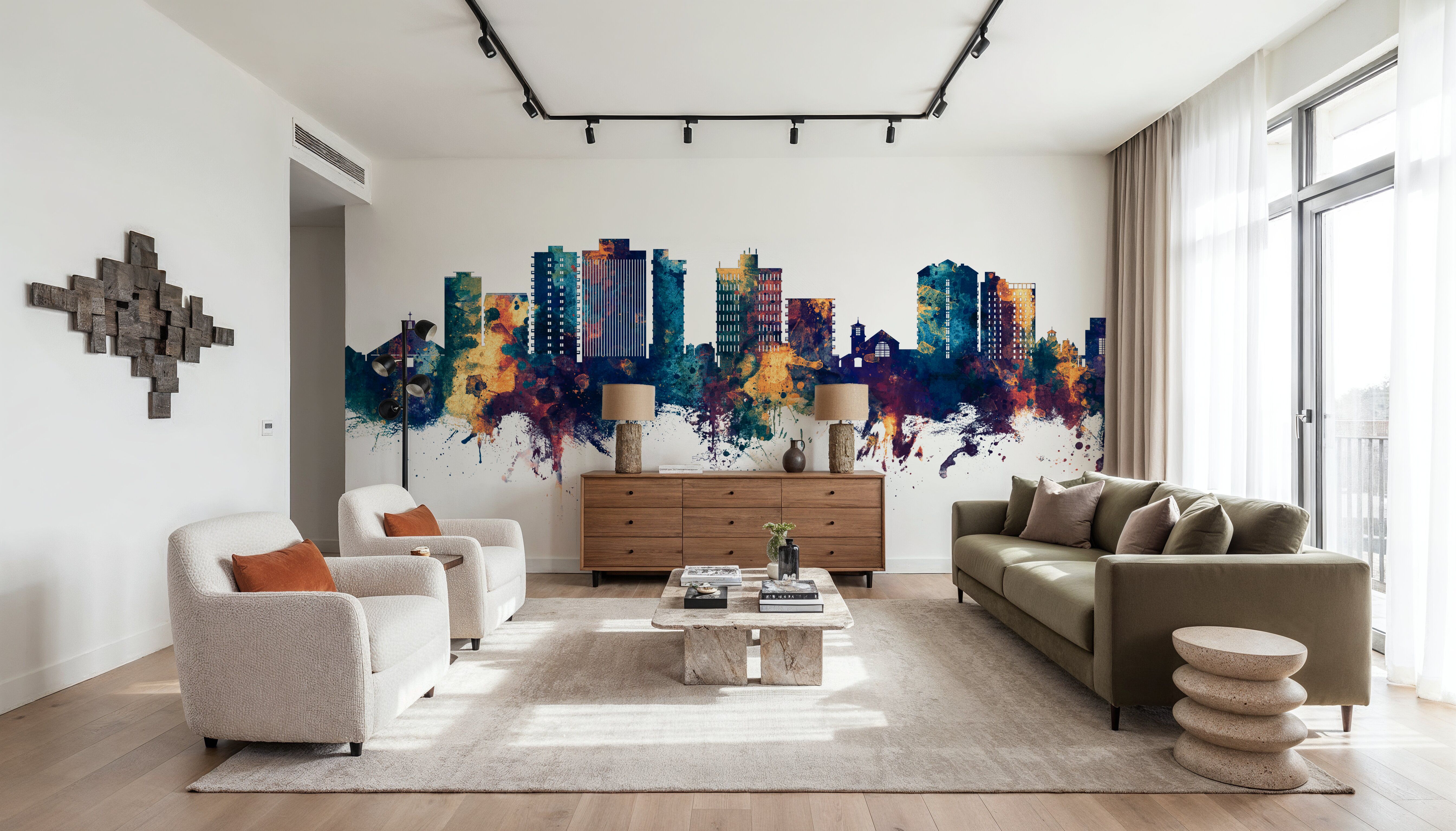 San Mateo California Skyline Blue & Bronze