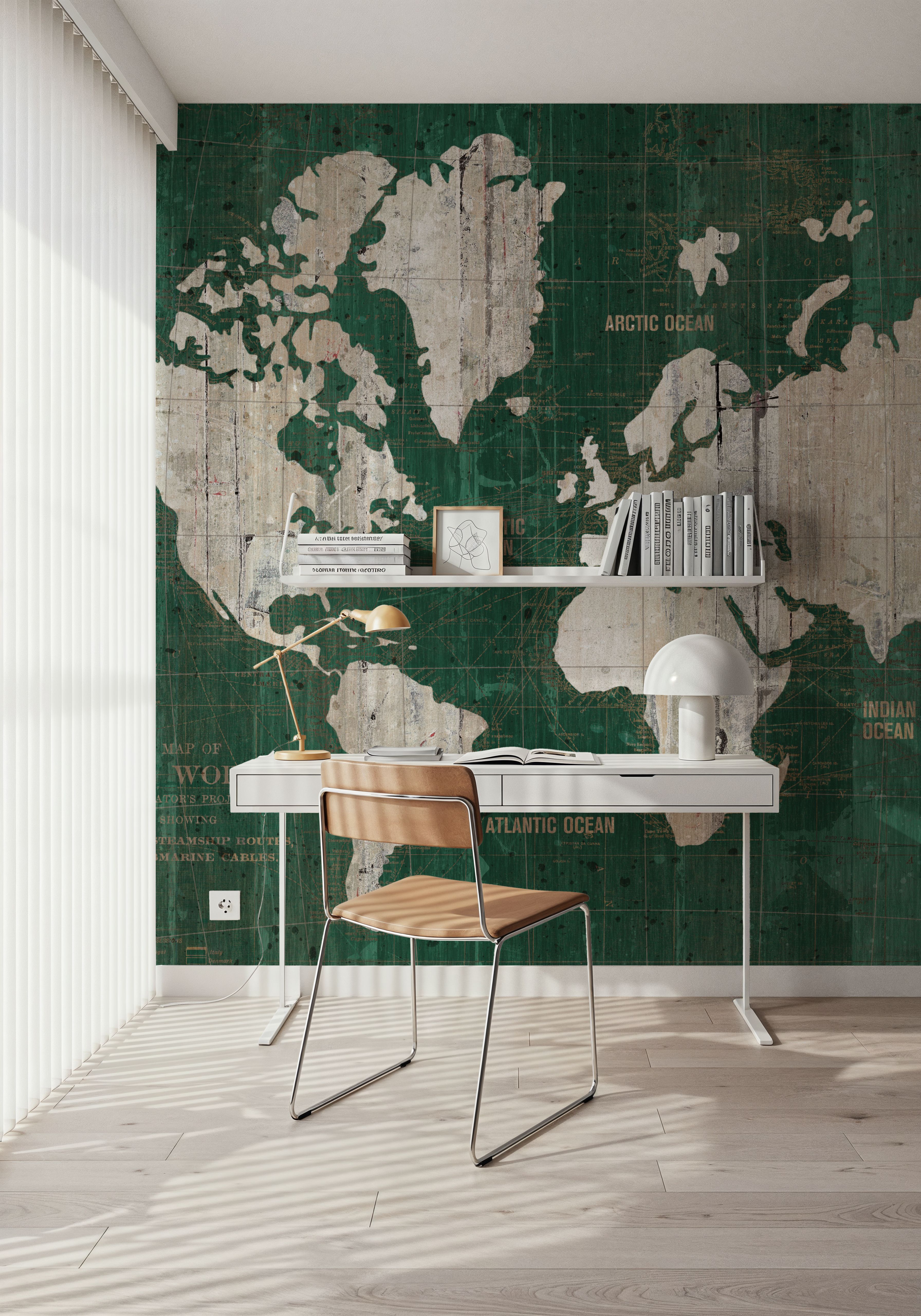 Old World Map Green