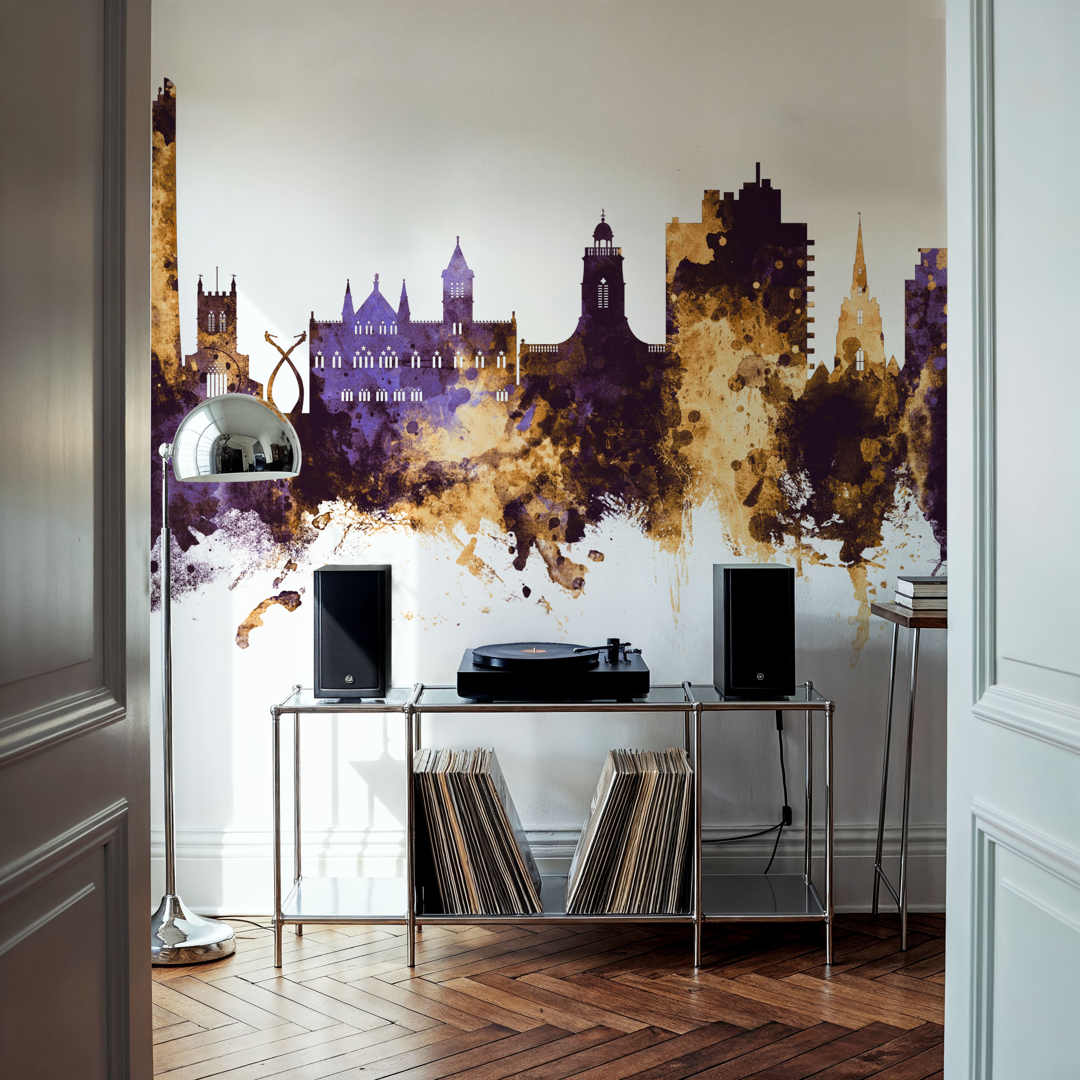 Northampton England Skyline Purple & Gold