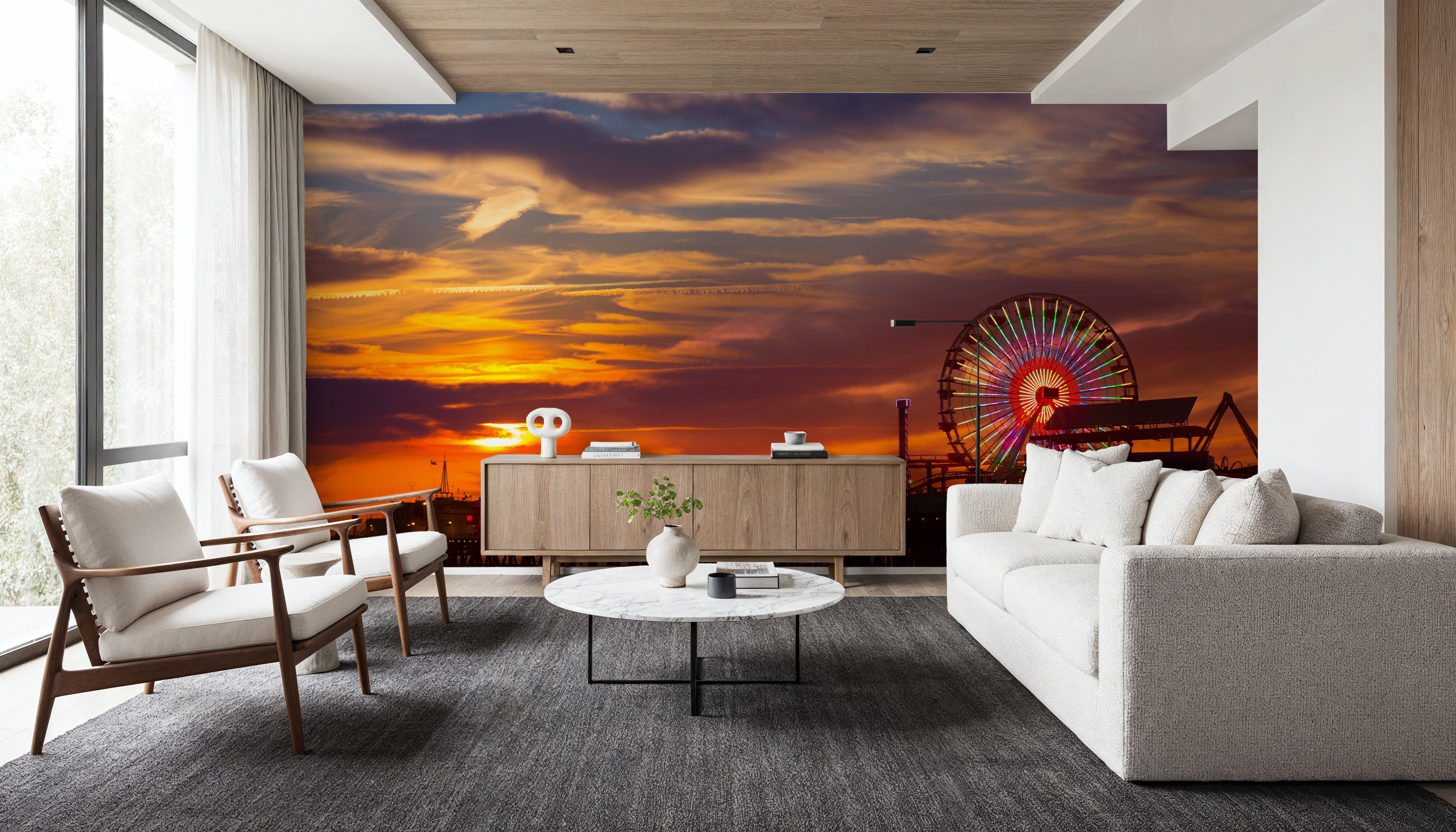 Santa Monica Pier Sunset Orange