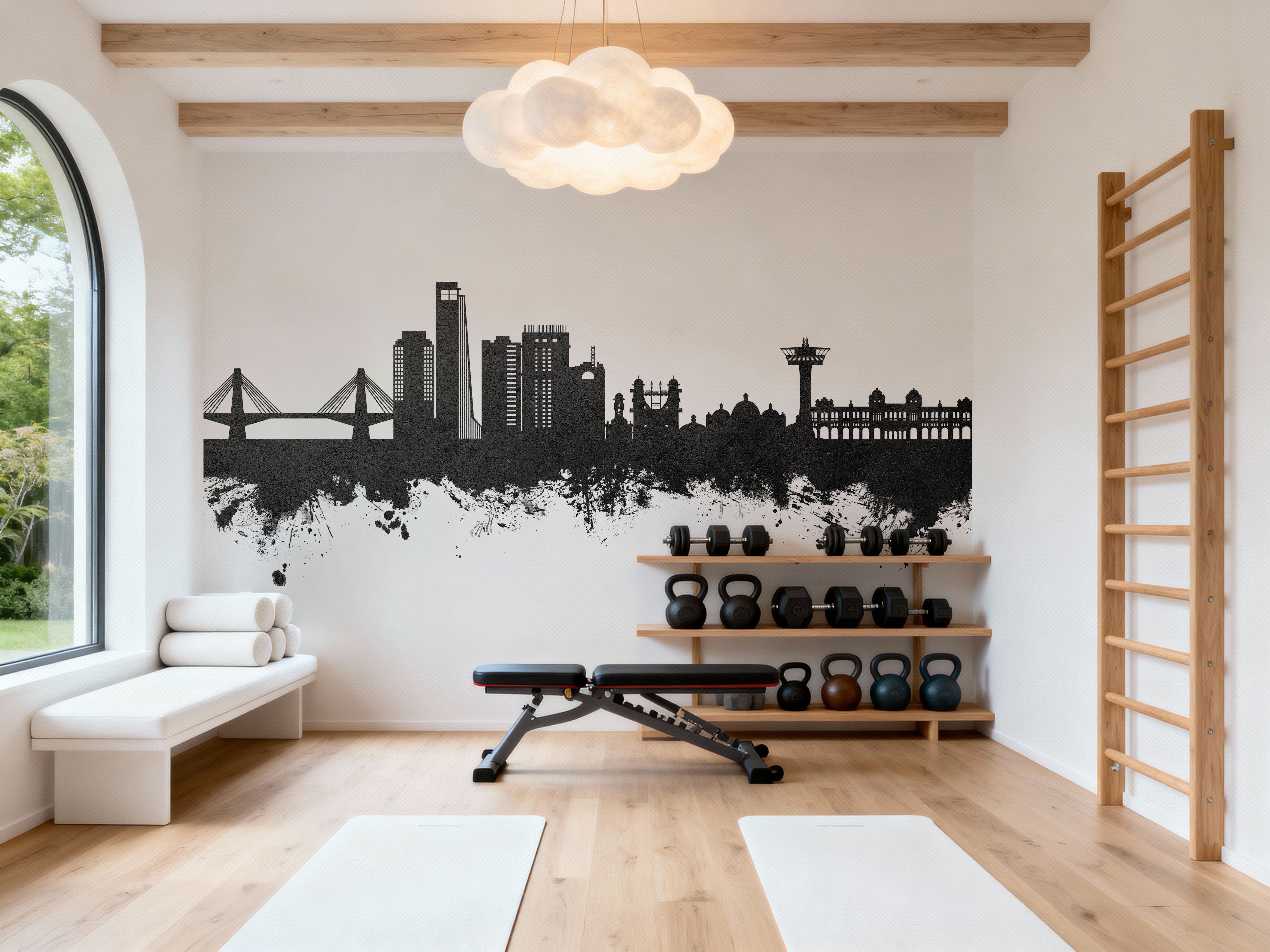 Chattogram Bangladesh Skyline Black & White, Wallpaper