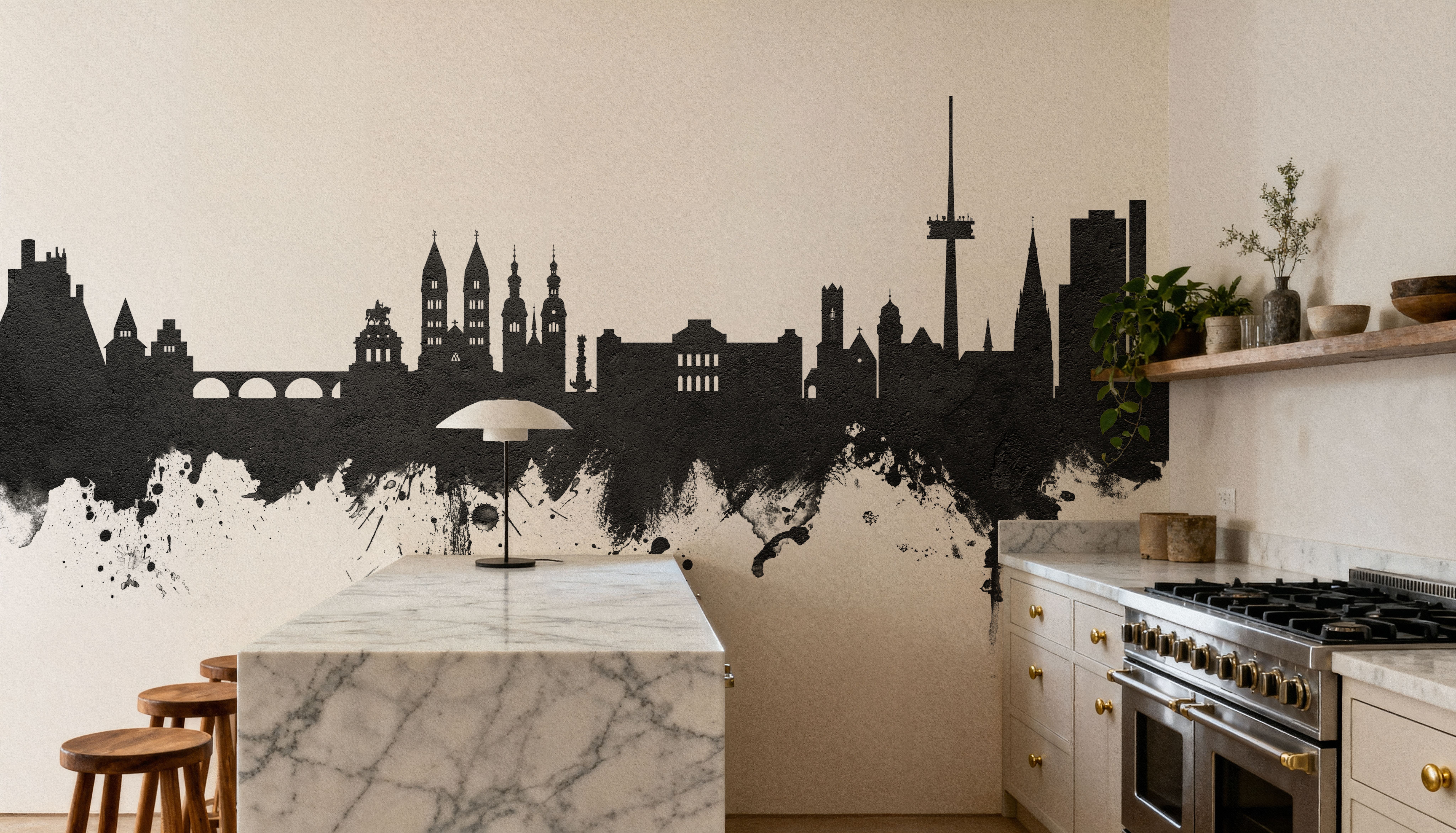 Koblenz Germany Skyline Black & White, Tapeten