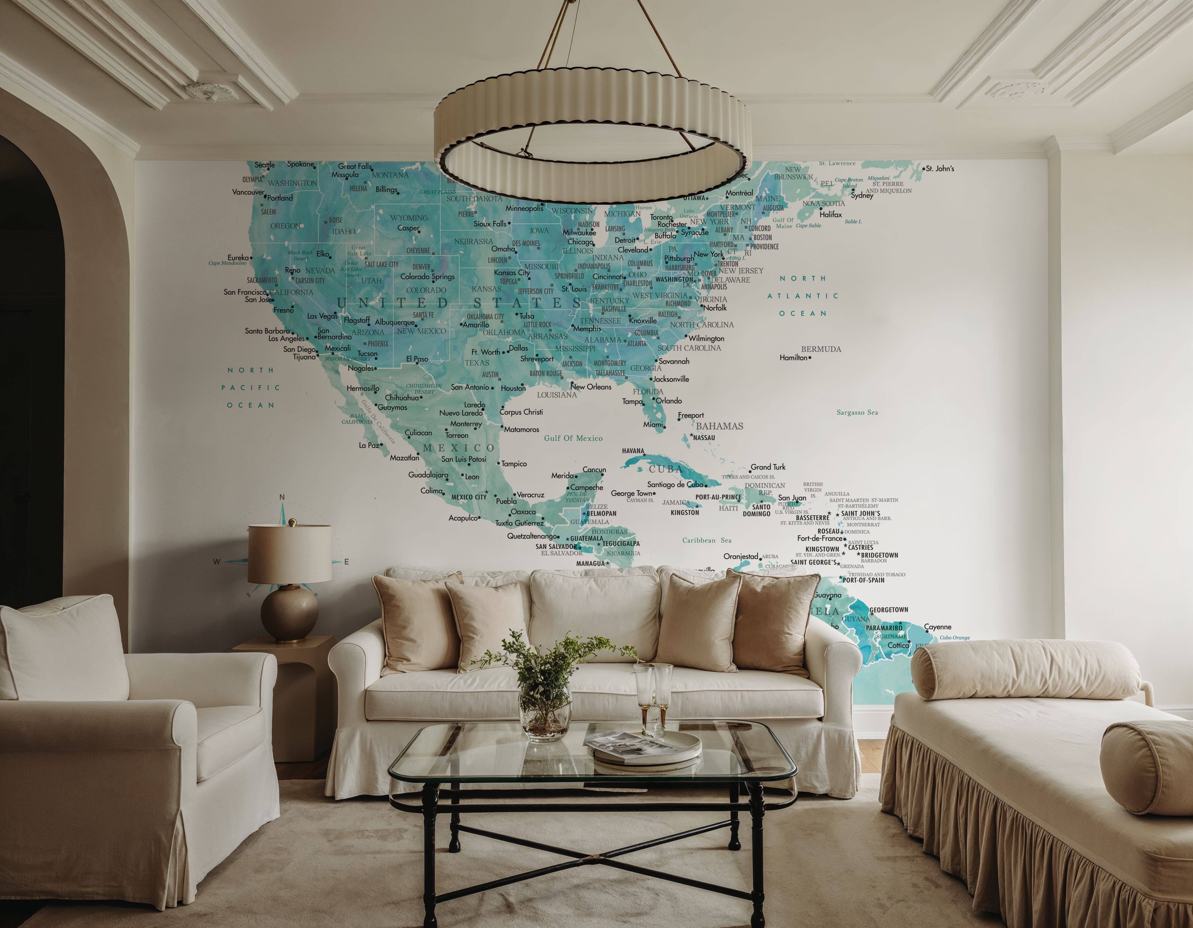 US Mexico Caribbean Map - Aquamar