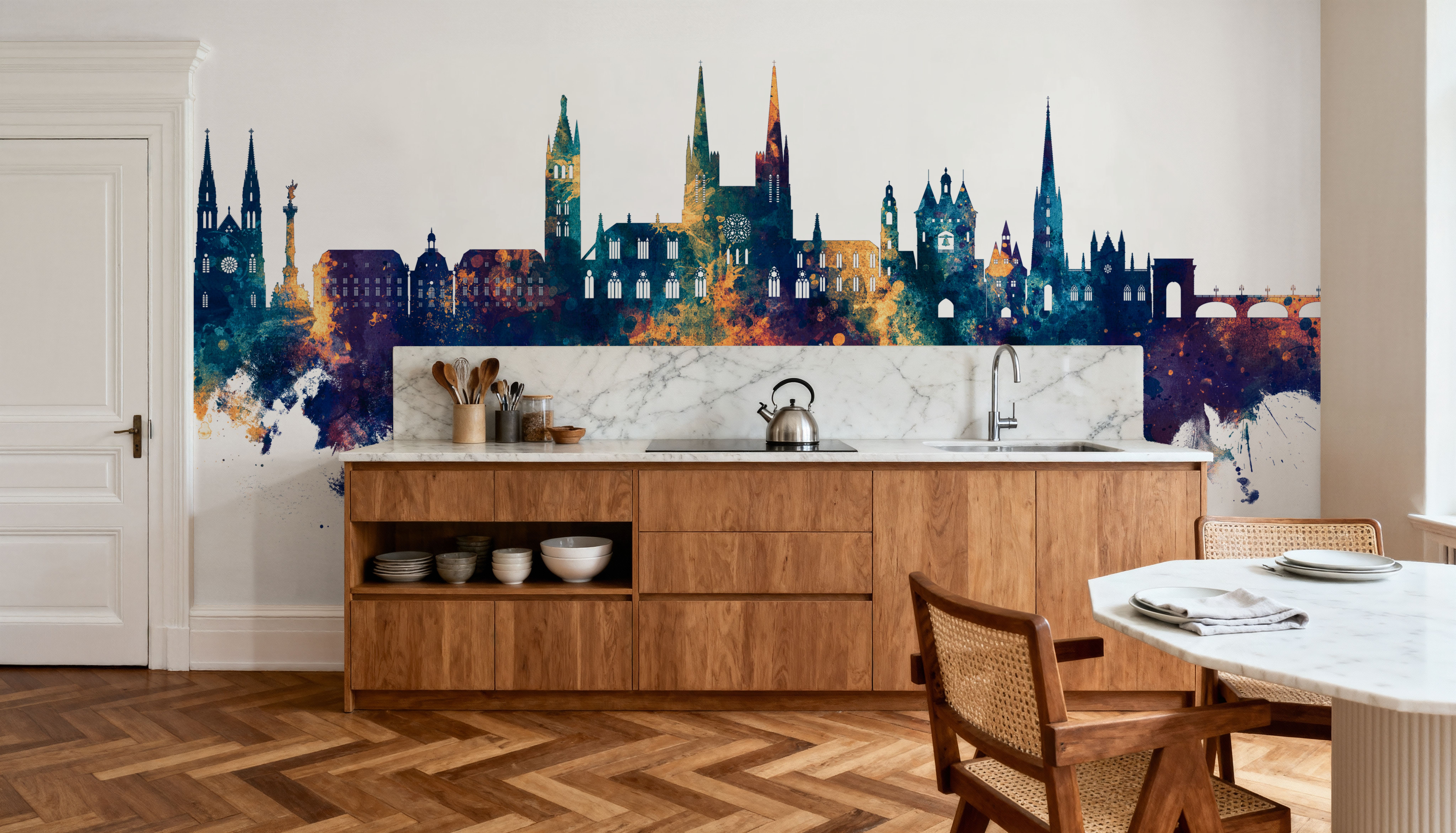 Bordeaux France Skyline Blue & Bronze