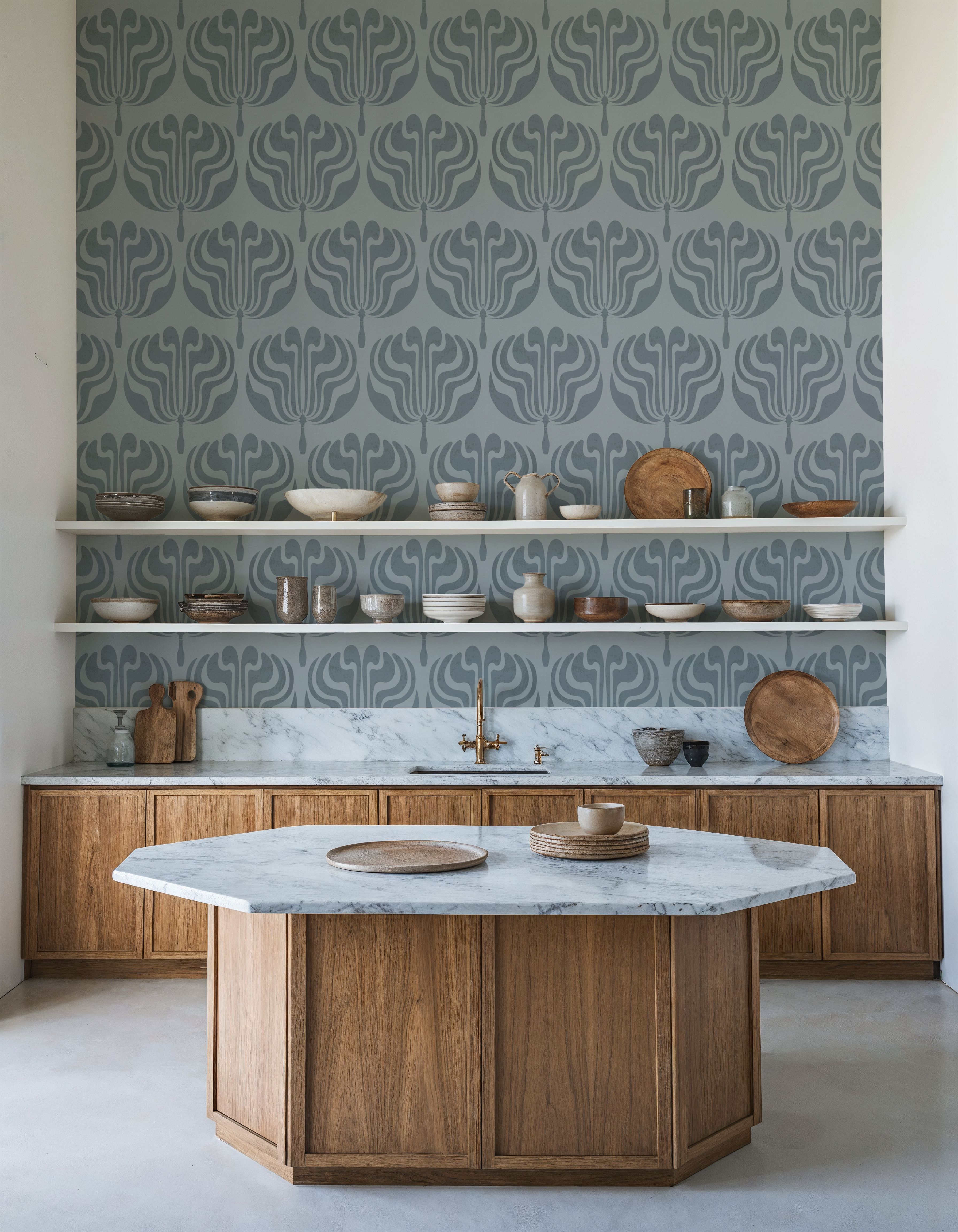 Fan Damask Hint of Green