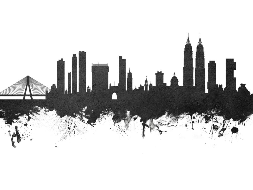 Mumbai Skyline India Bombay Black & White