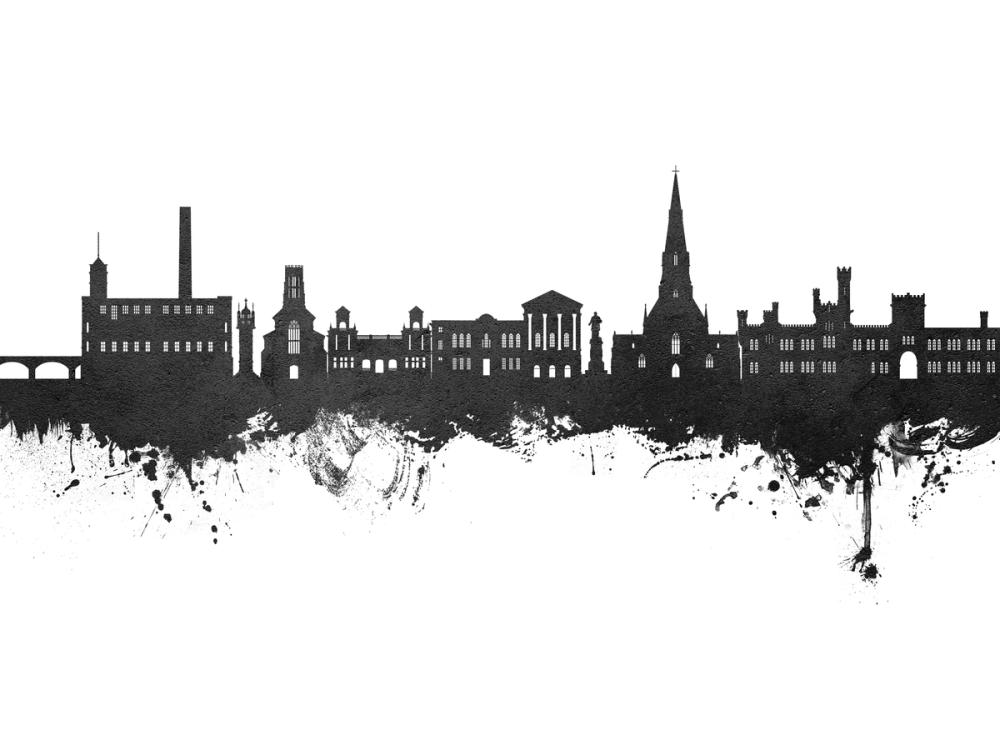 Bury England Skyline Black & White