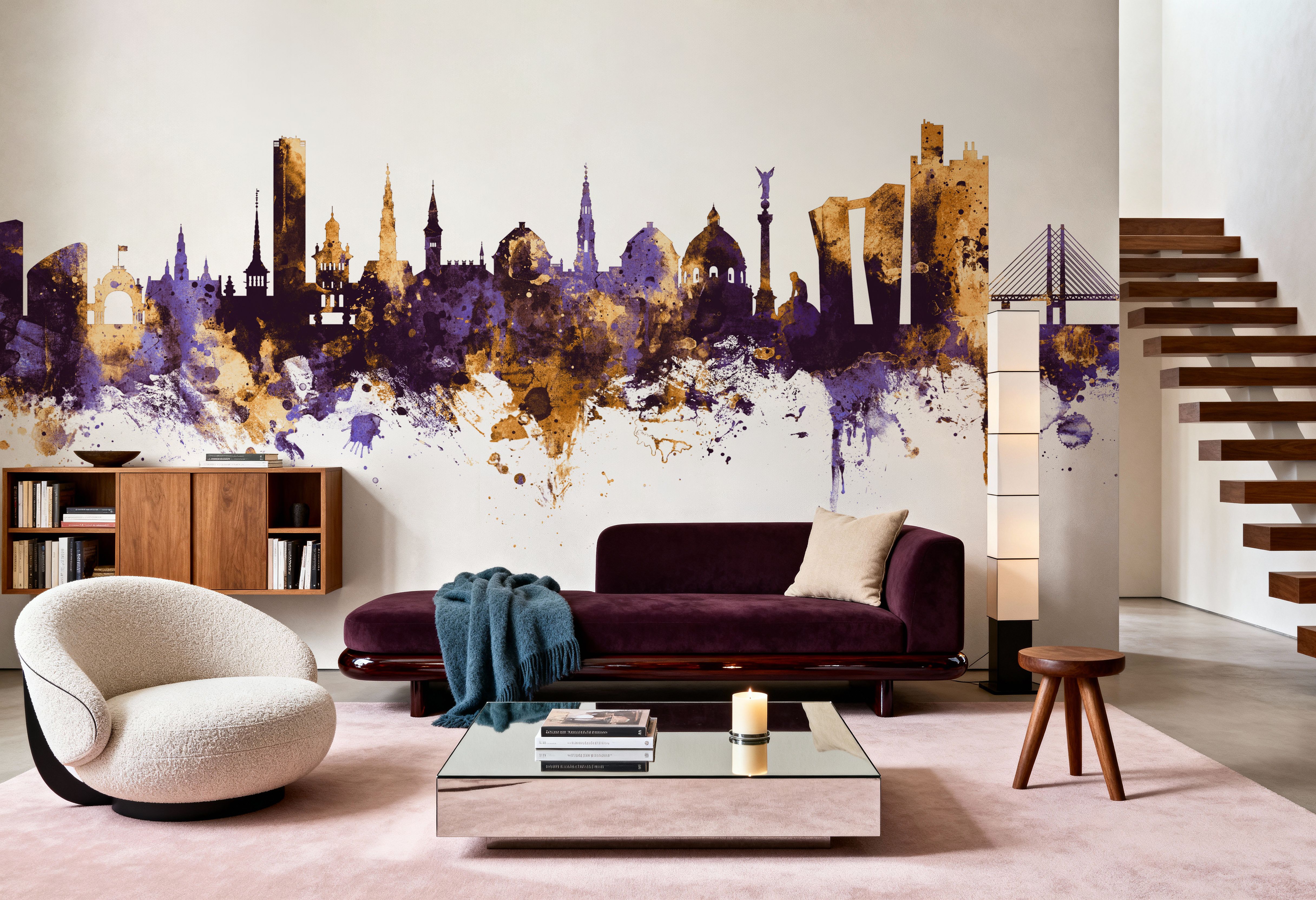 Copenhagen Skyline Purple & Gold