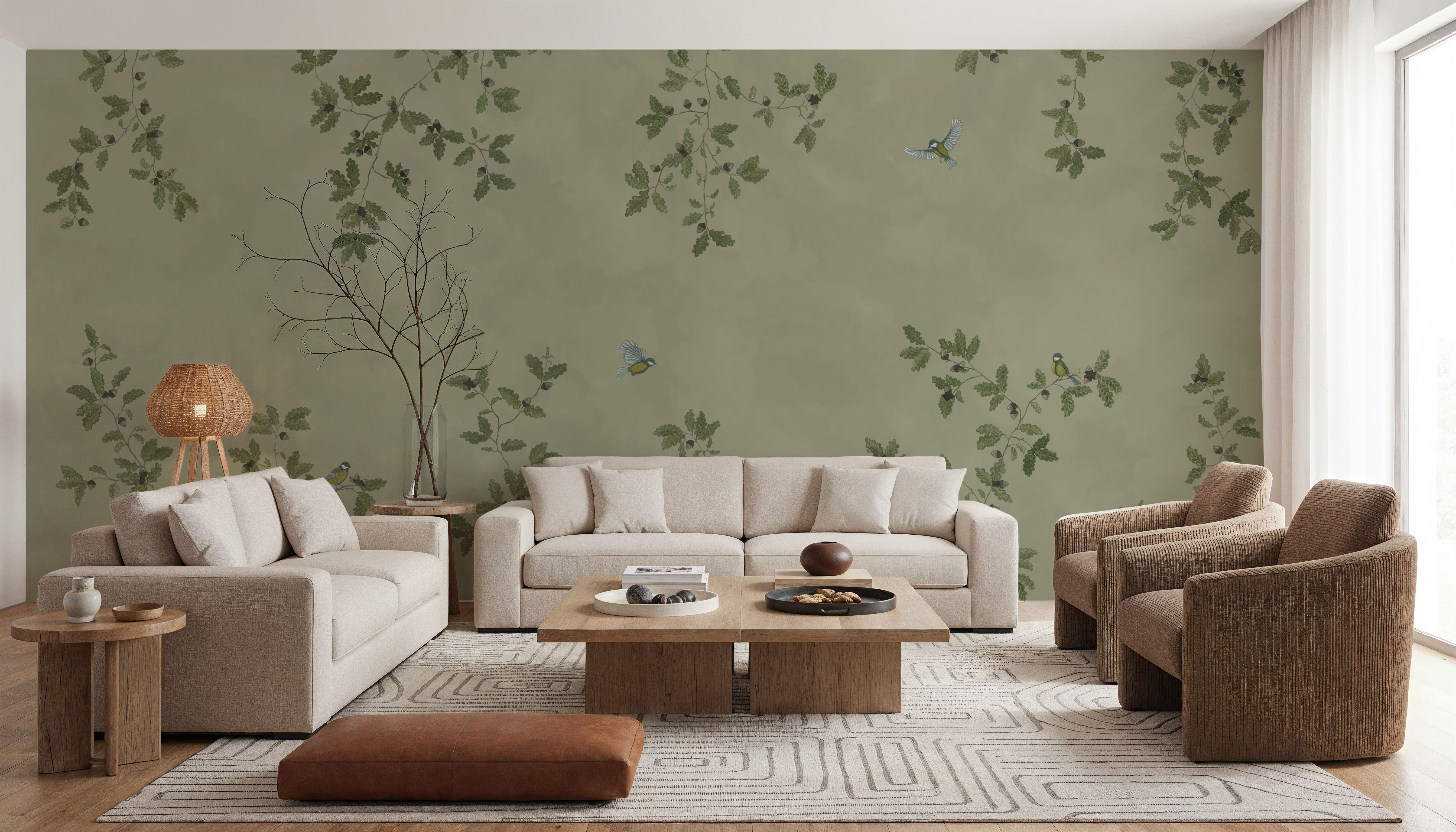 Oak Hollow, Jade, Wallpaper