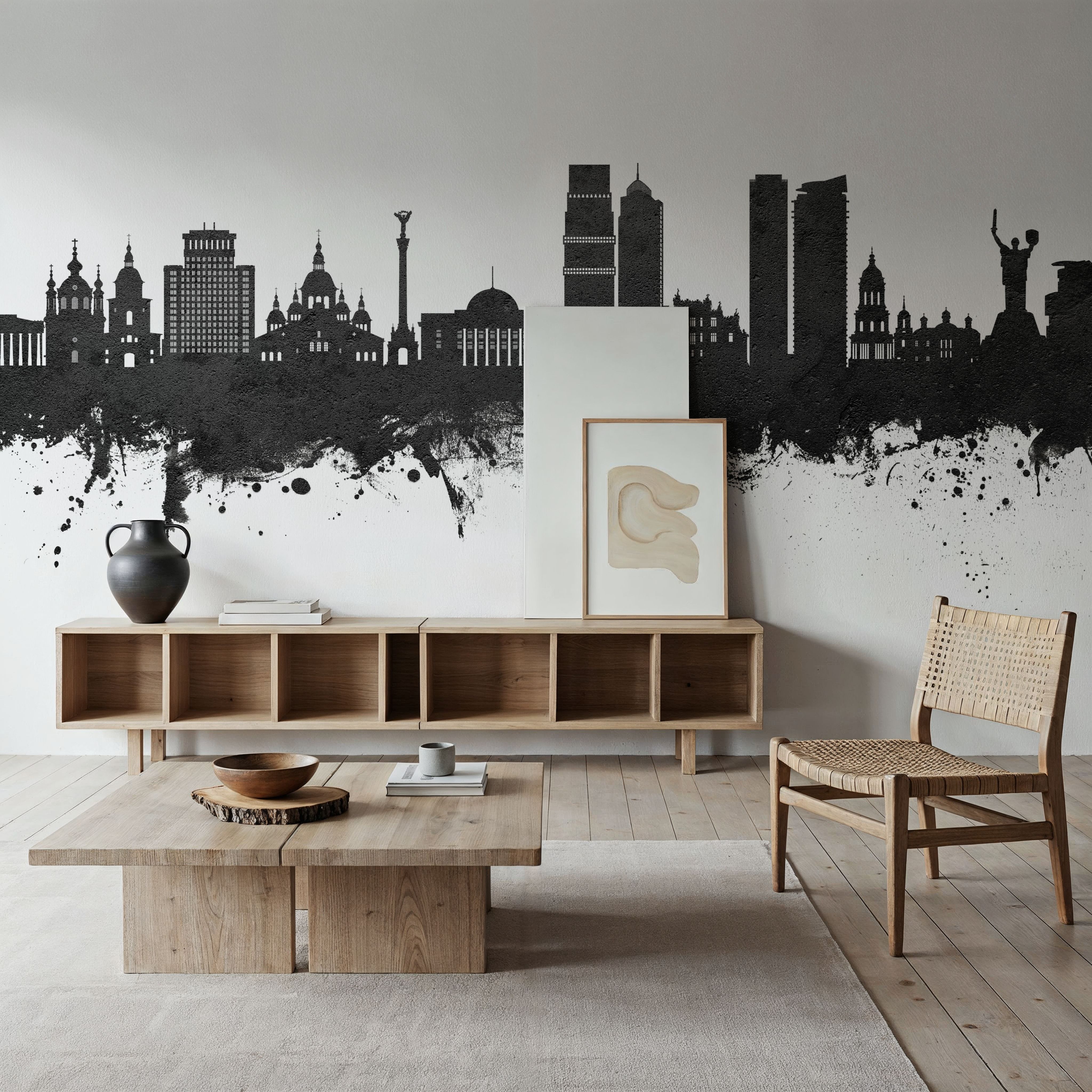 Kyiv Ukraine Skyline Black & White