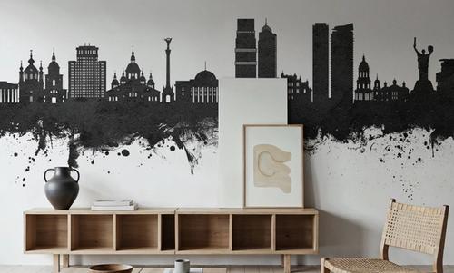 Kyiv Ukraine Skyline Black & White