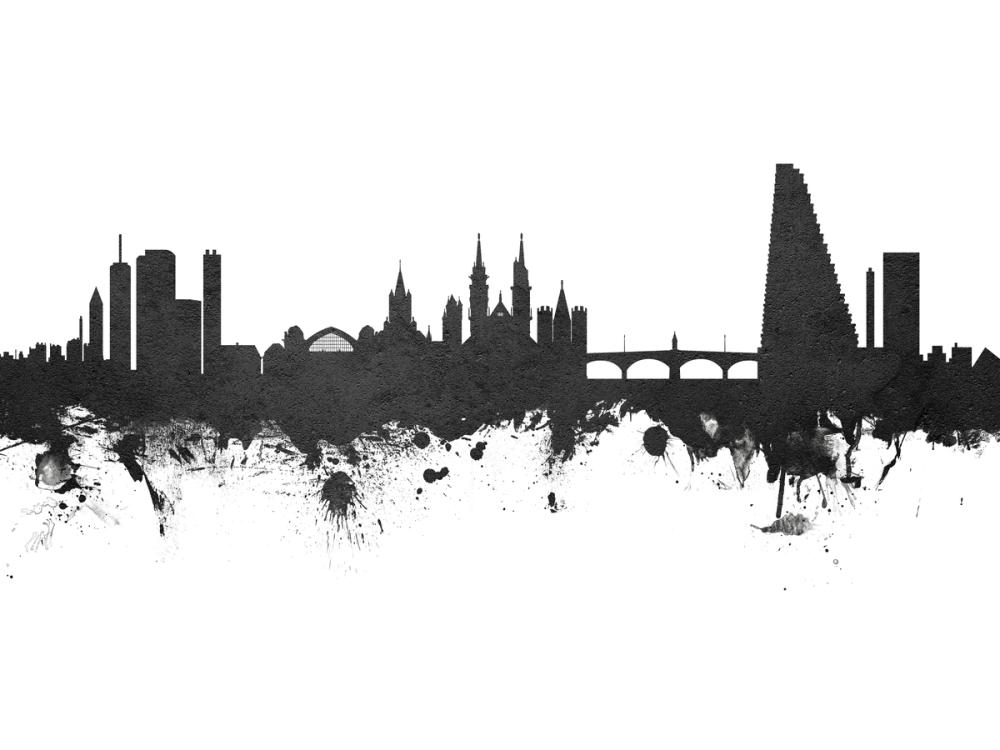 Basel Switzerland Skyline Black & White