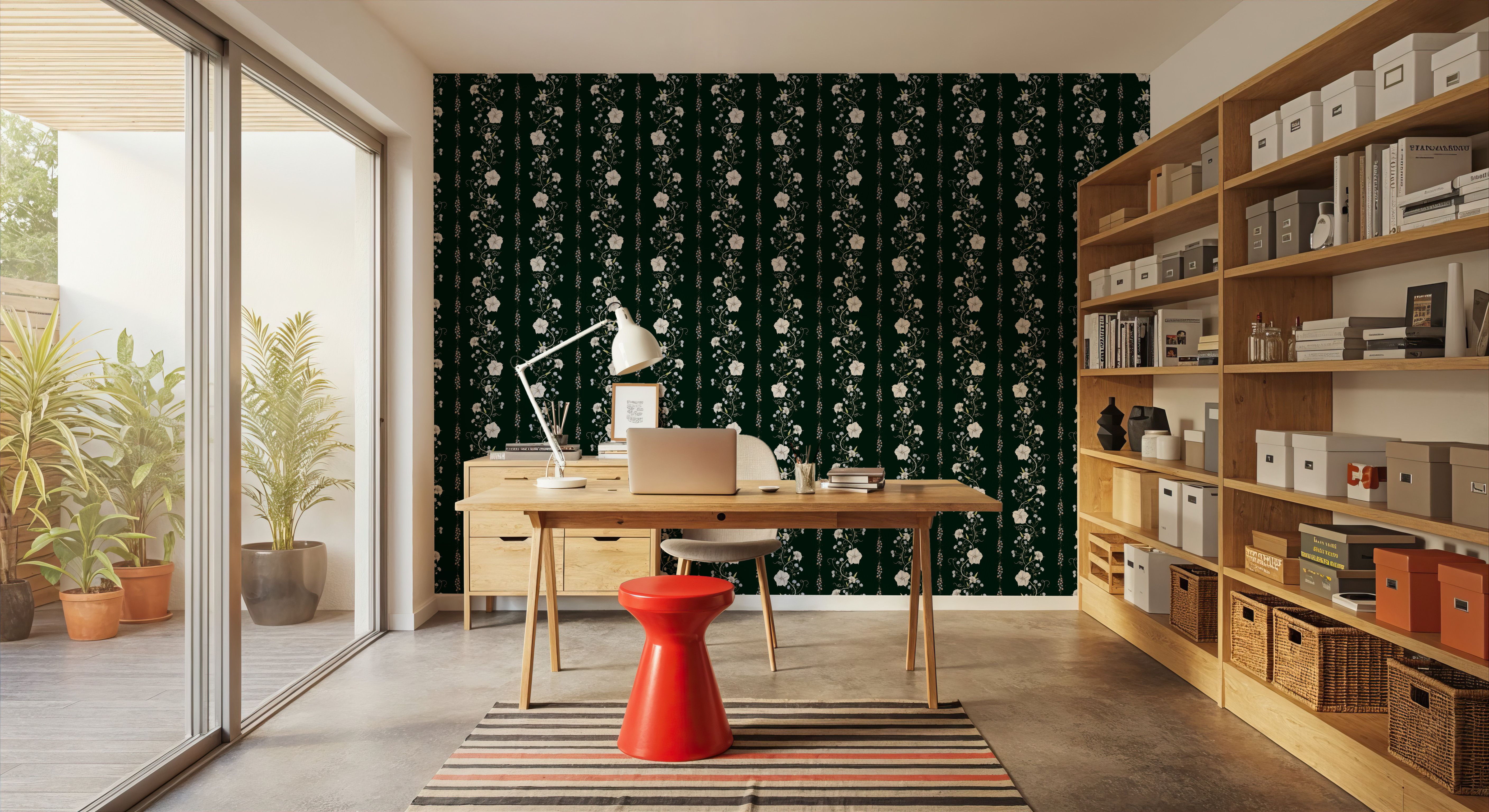 Trailing Flower Stripe, Dark Green