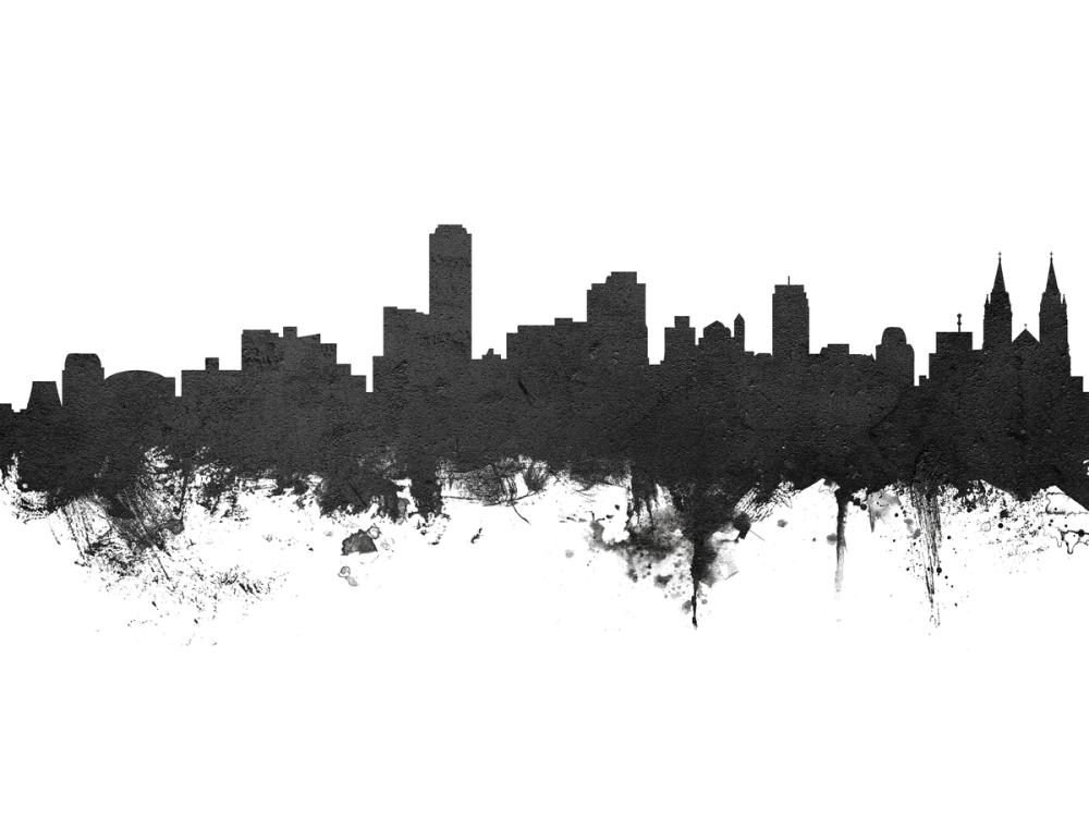Adelaide Australia Skyline Black & White