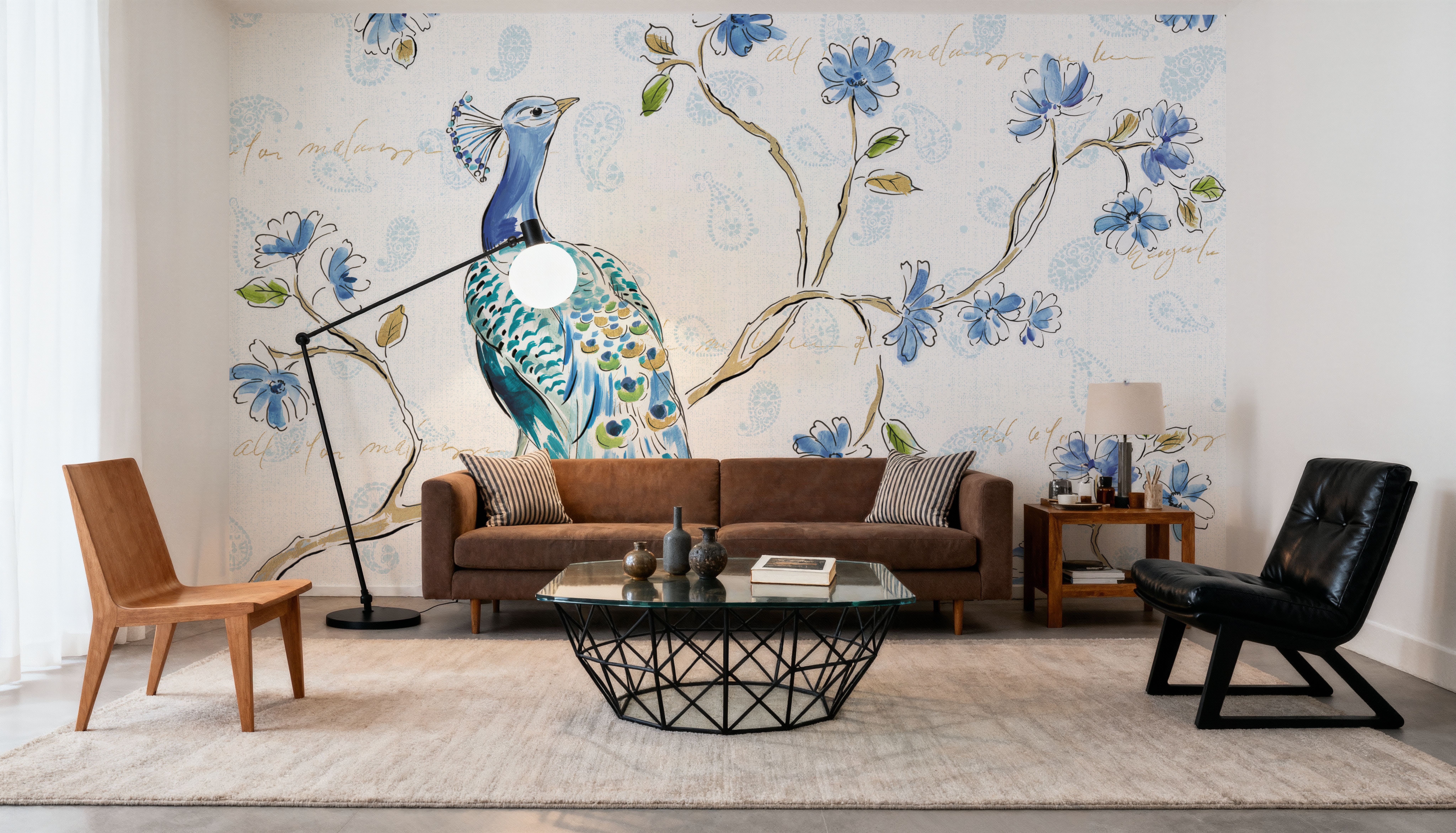 Peacock Allegory I White
