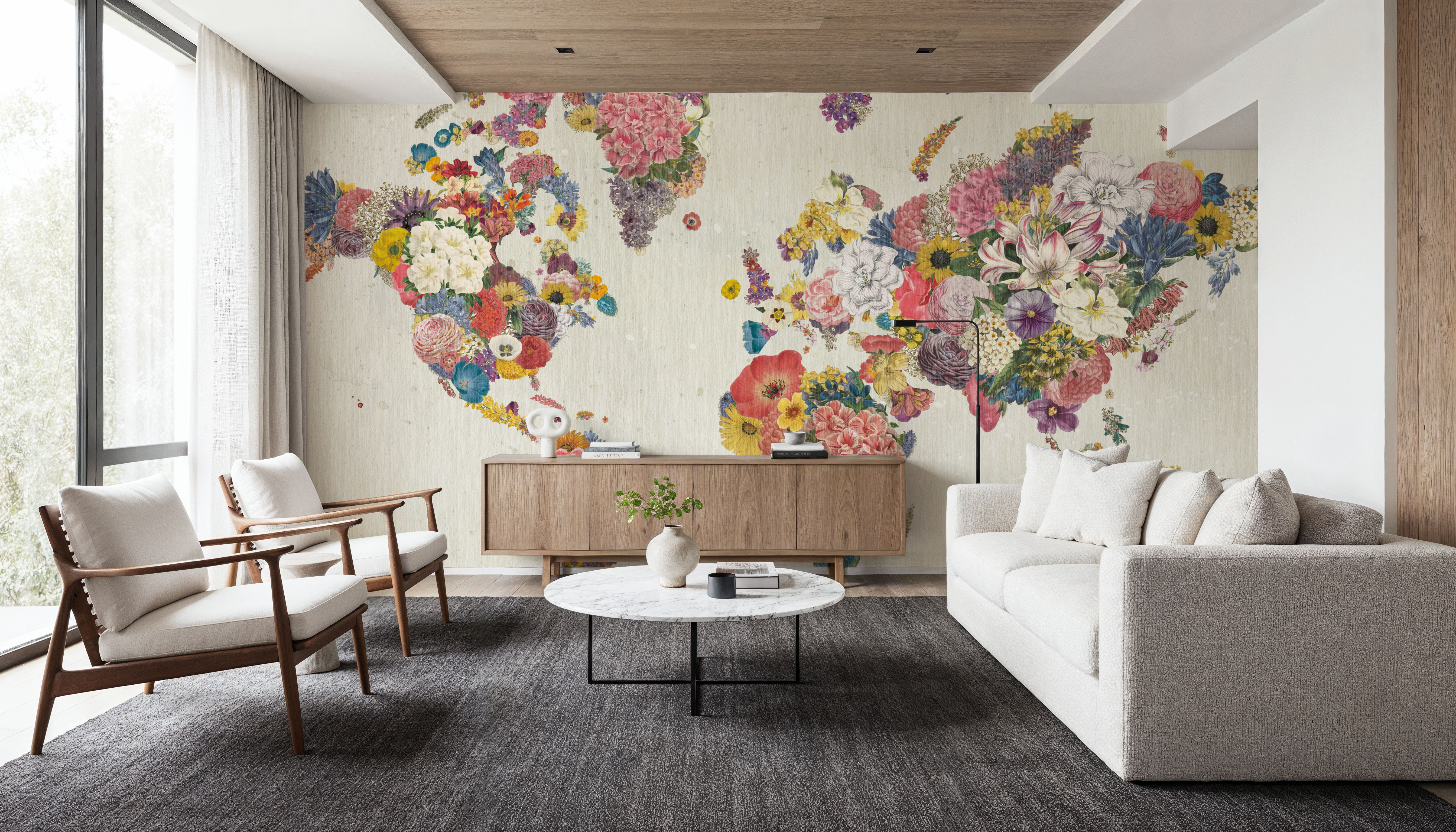 Botanical Floral Map Light