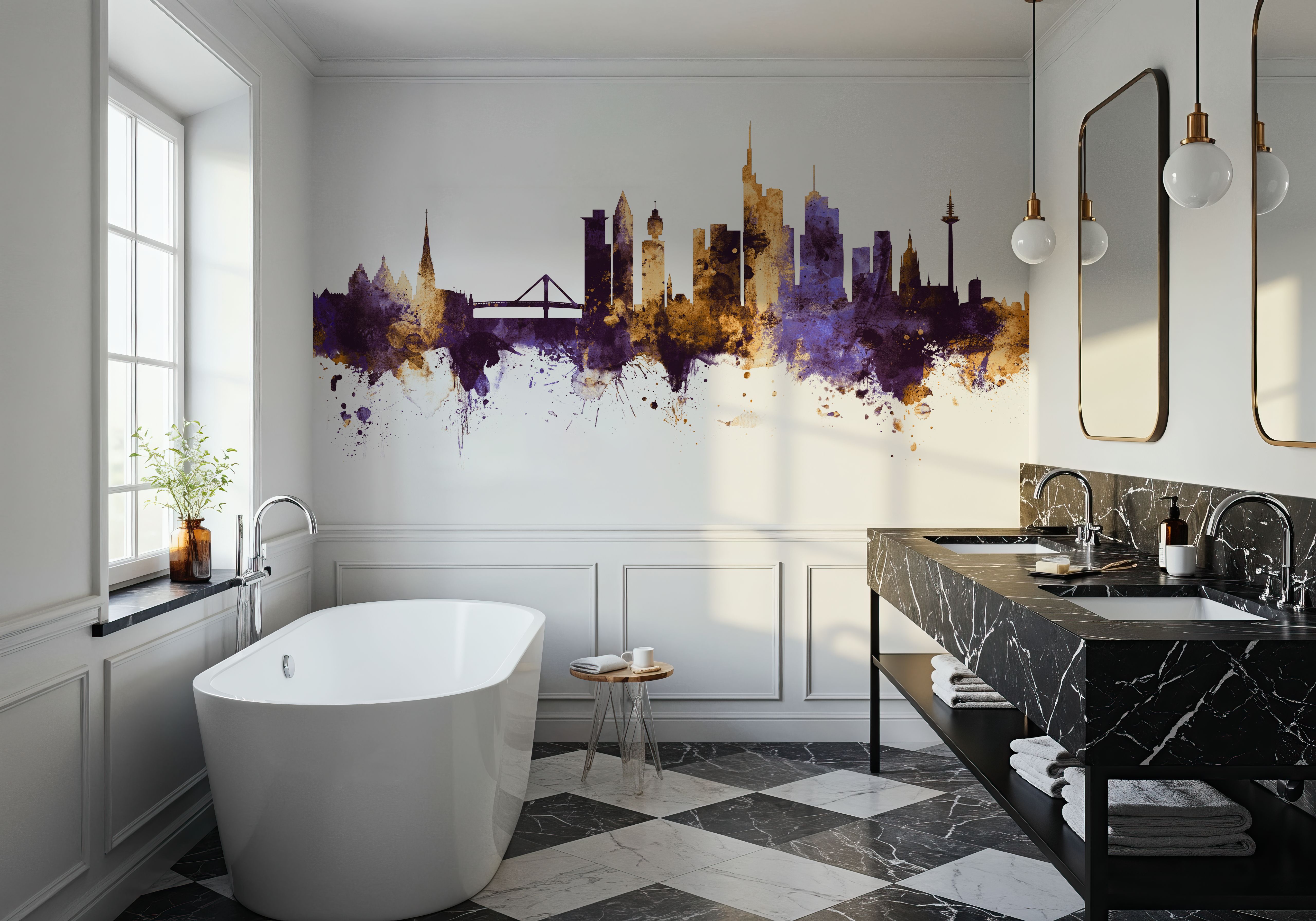 Frankfurt Skyline Purple & Gold