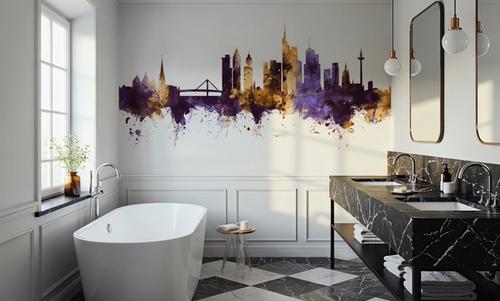 Frankfurt Skyline Purple & Gold