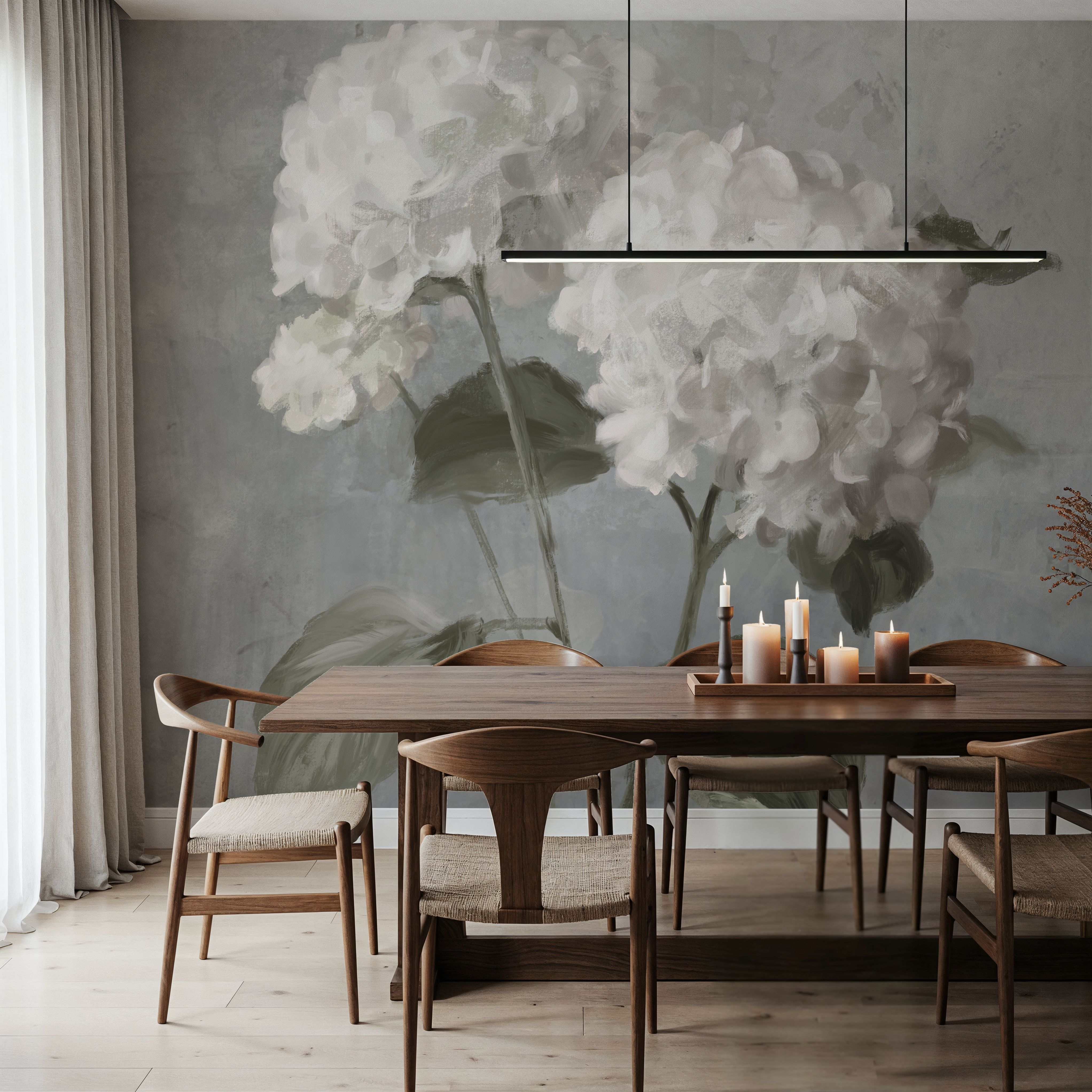 White Hydrangeas on Gray