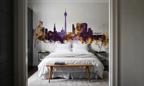Düsseldorf Germany Skyline Purple & Gold