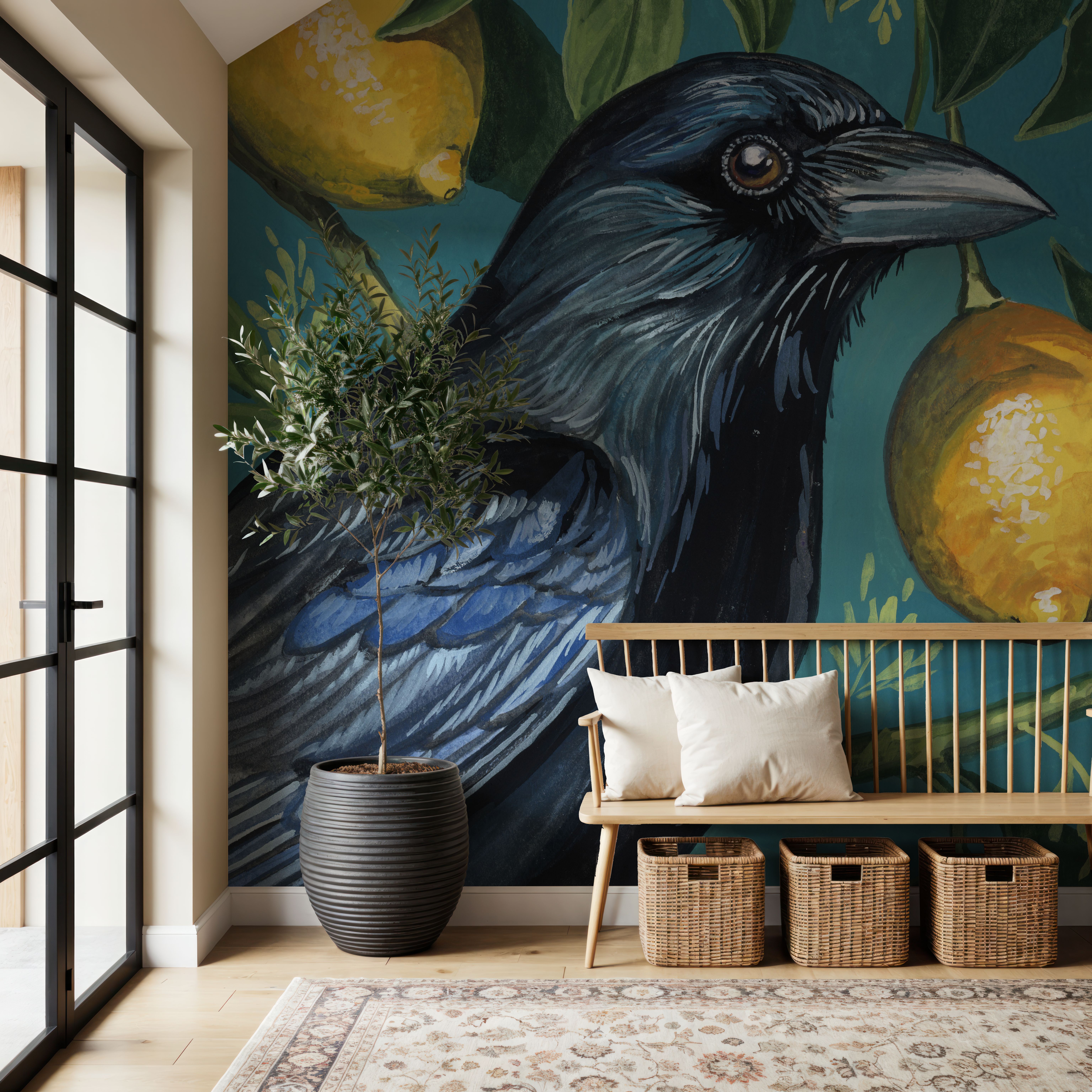 Crow With Lemon Backdrop