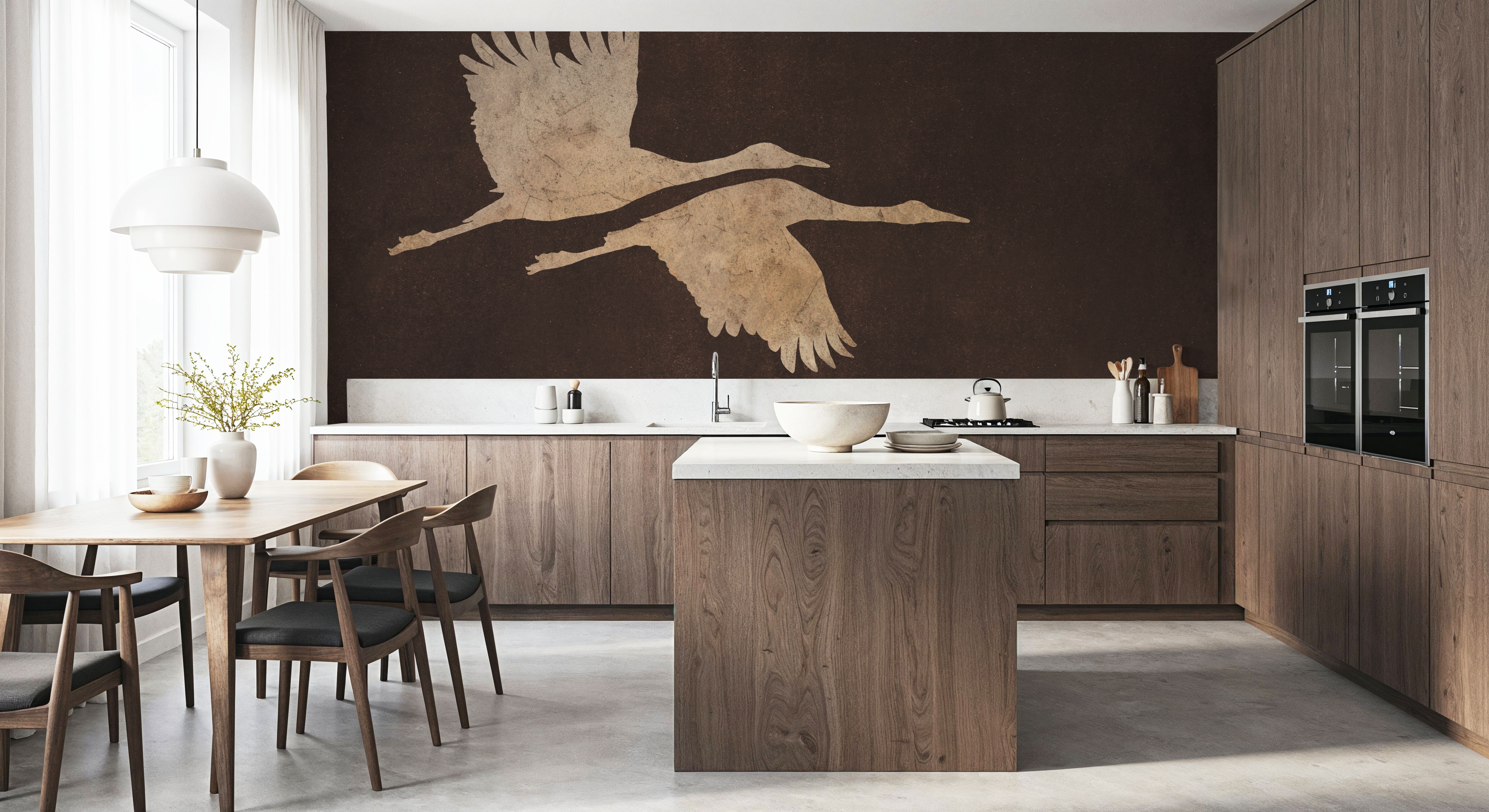 Herons in Flight Mocha