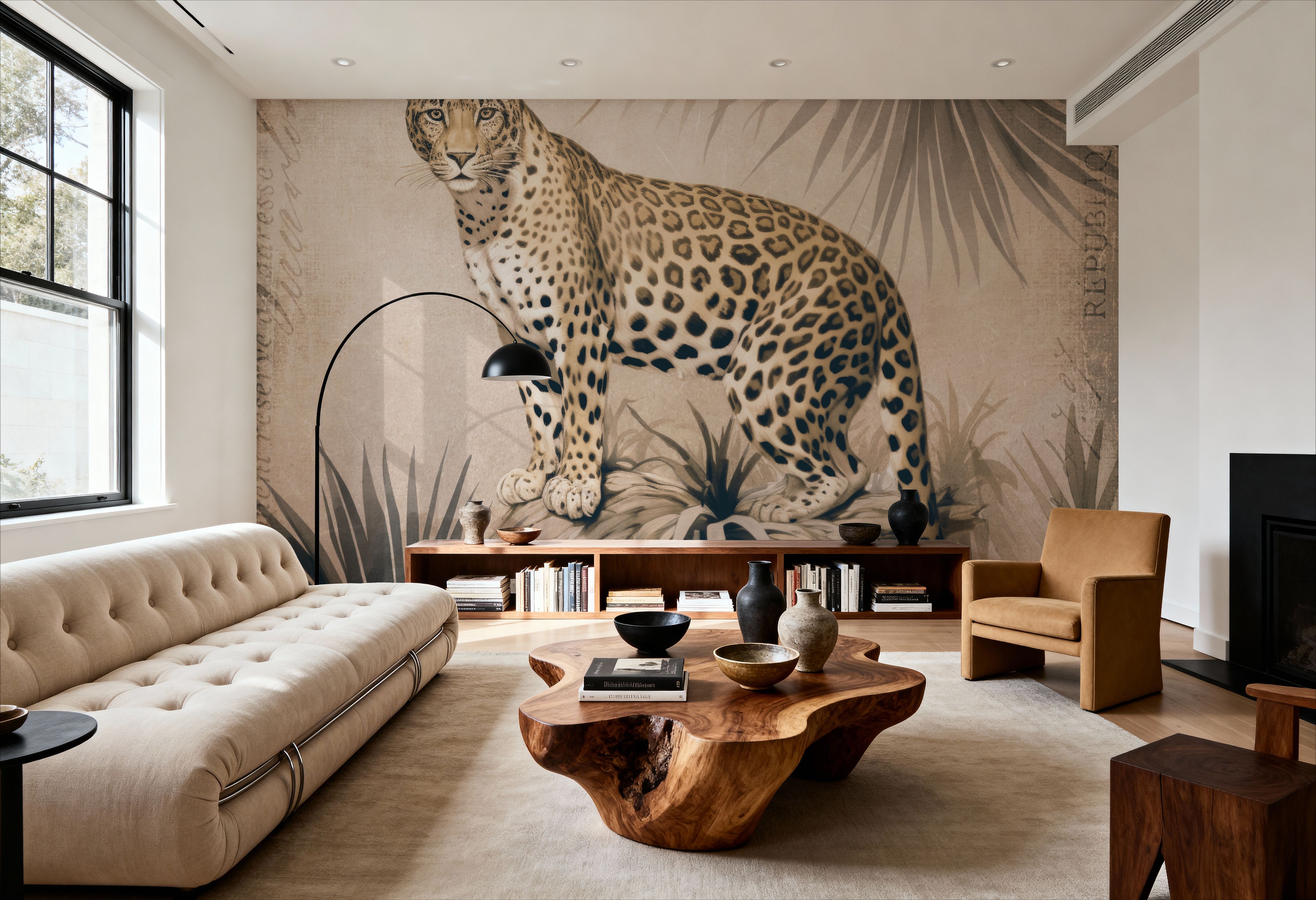 Cheetahs Tropical Jungle Monochrome