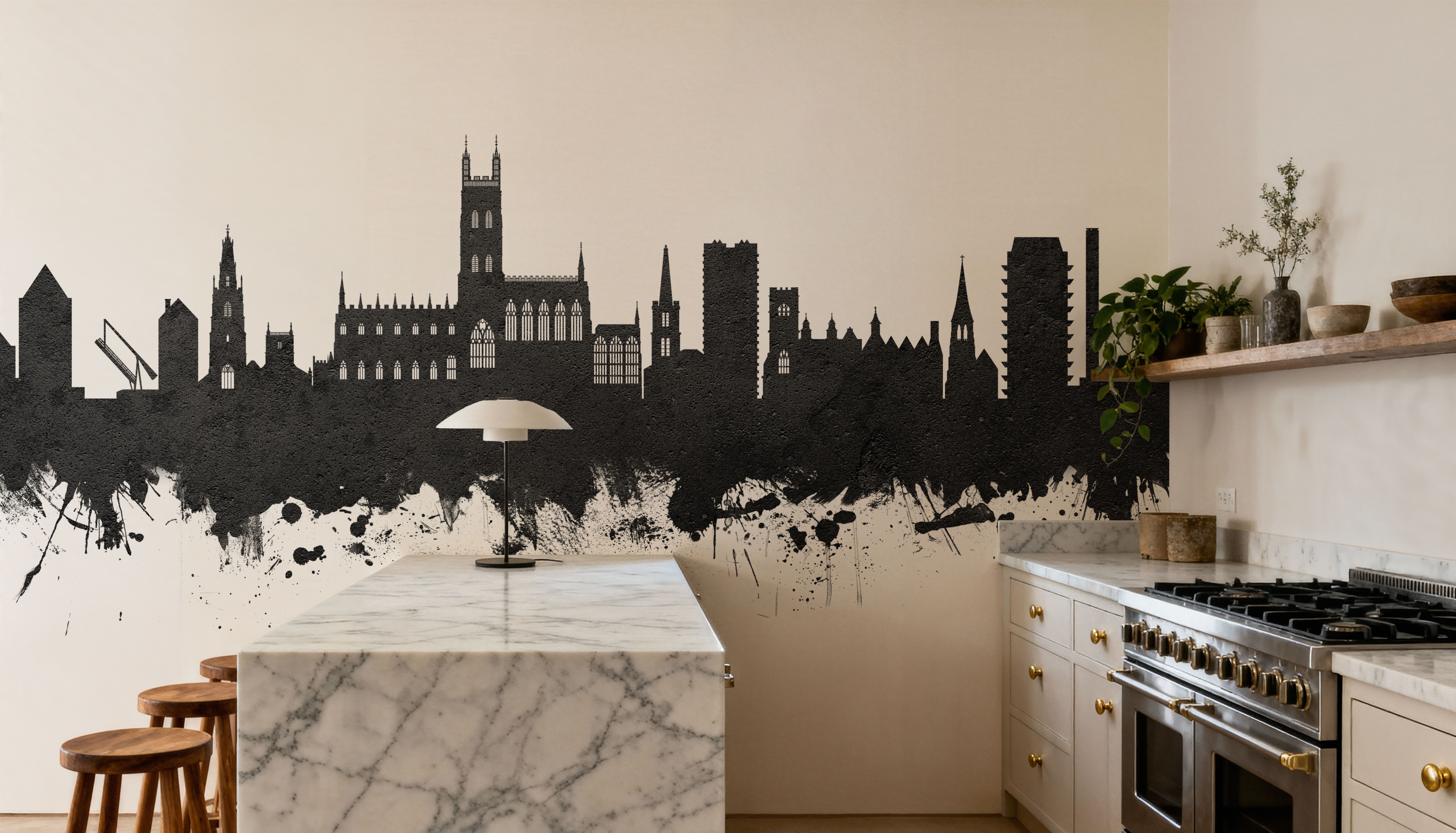 Gloucester England Skyline Black & White, Behang