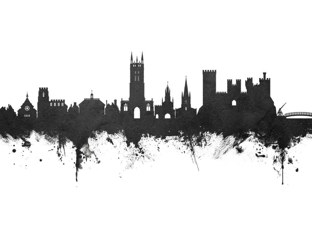 Warwick England Skyline Black & White
