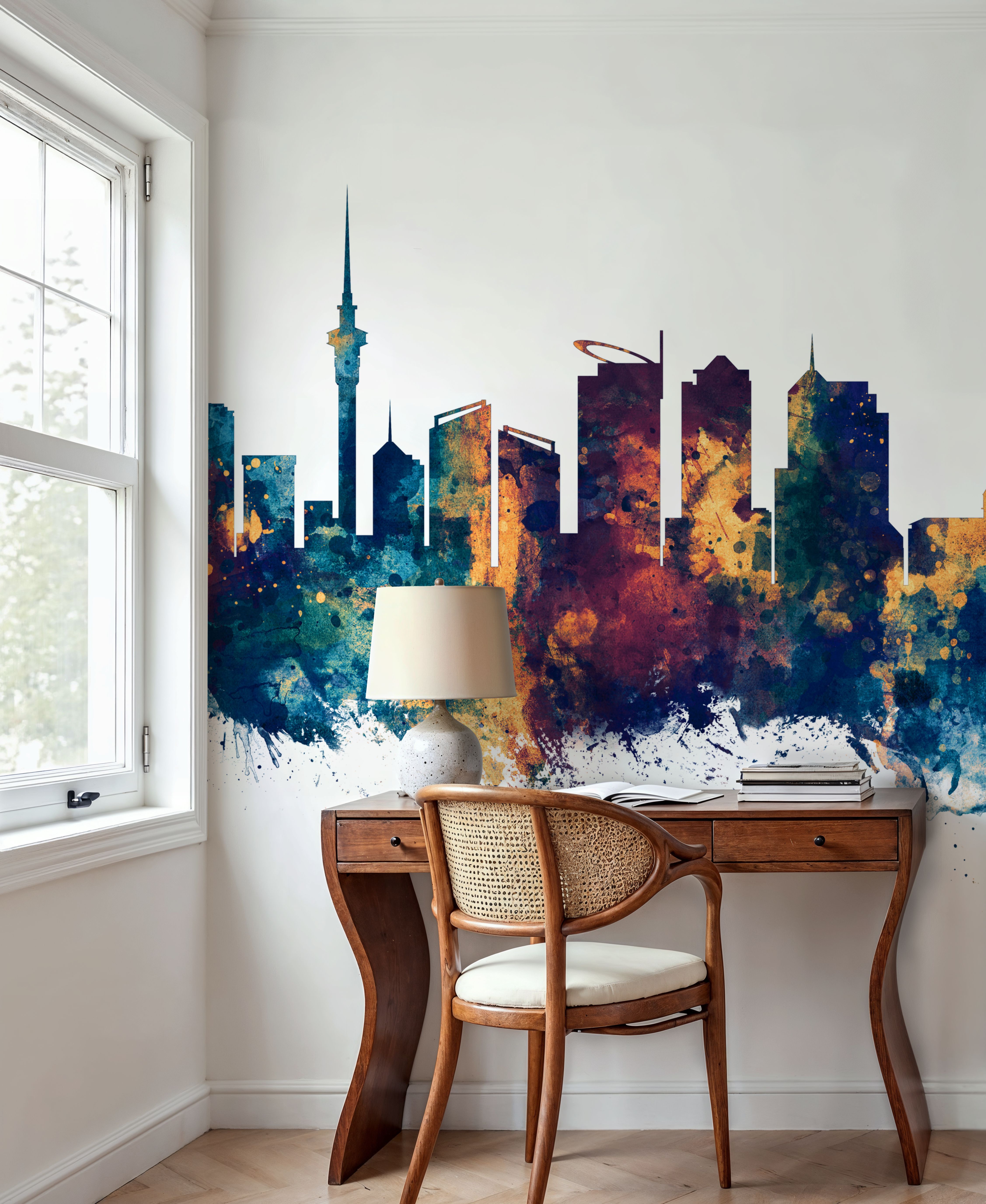 Auckland New Zeeland Skyline Blue & Bronze
