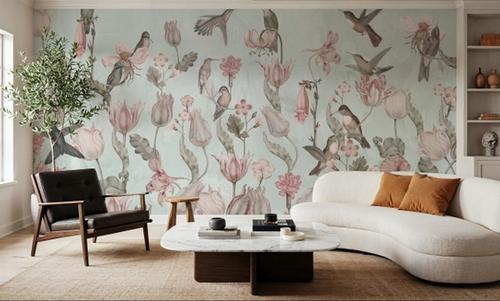 Tulips & Birds, Pistachio