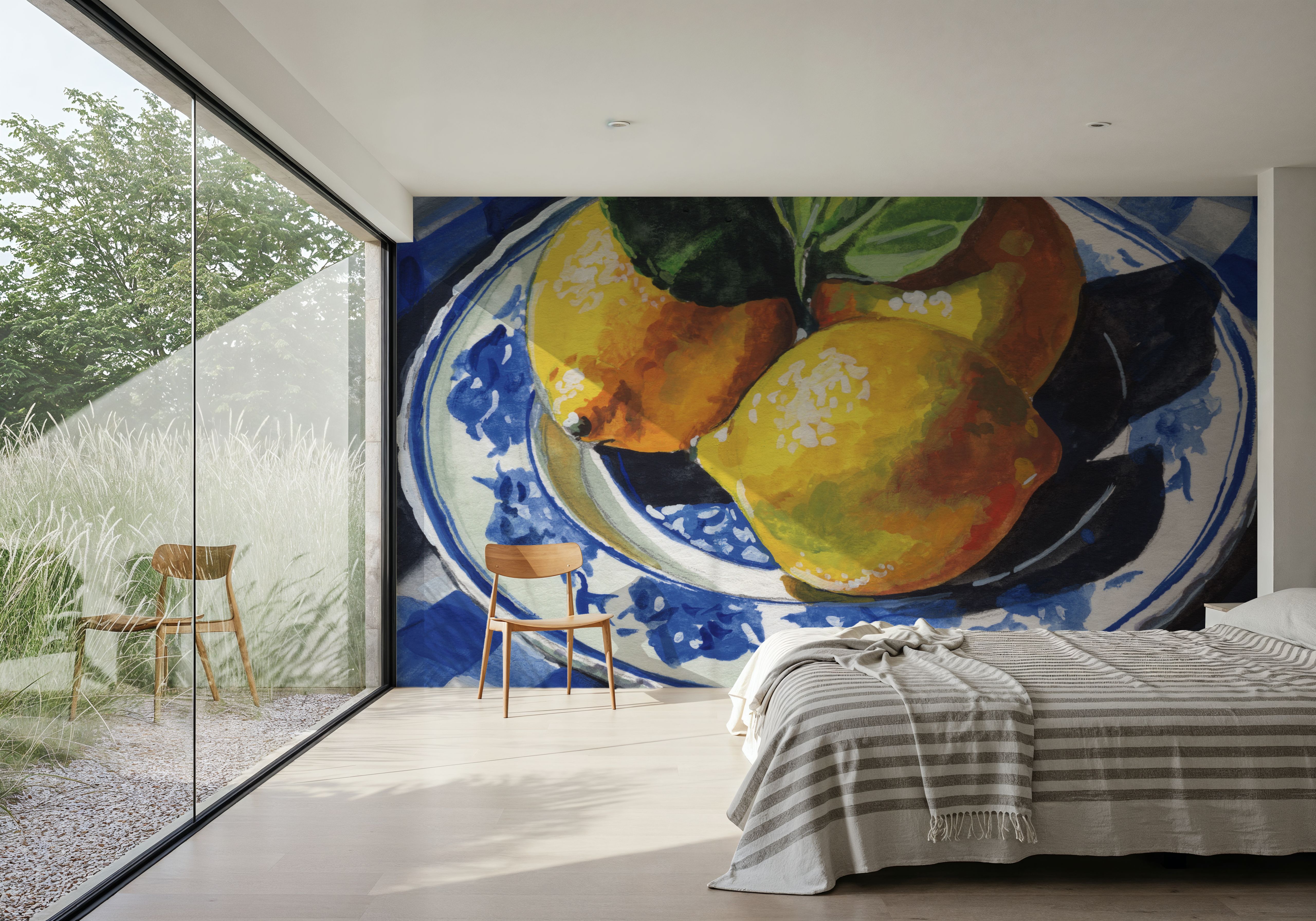 Lemons on a Blue Table