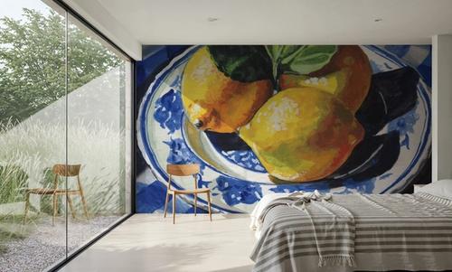 Lemons on a Blue Table