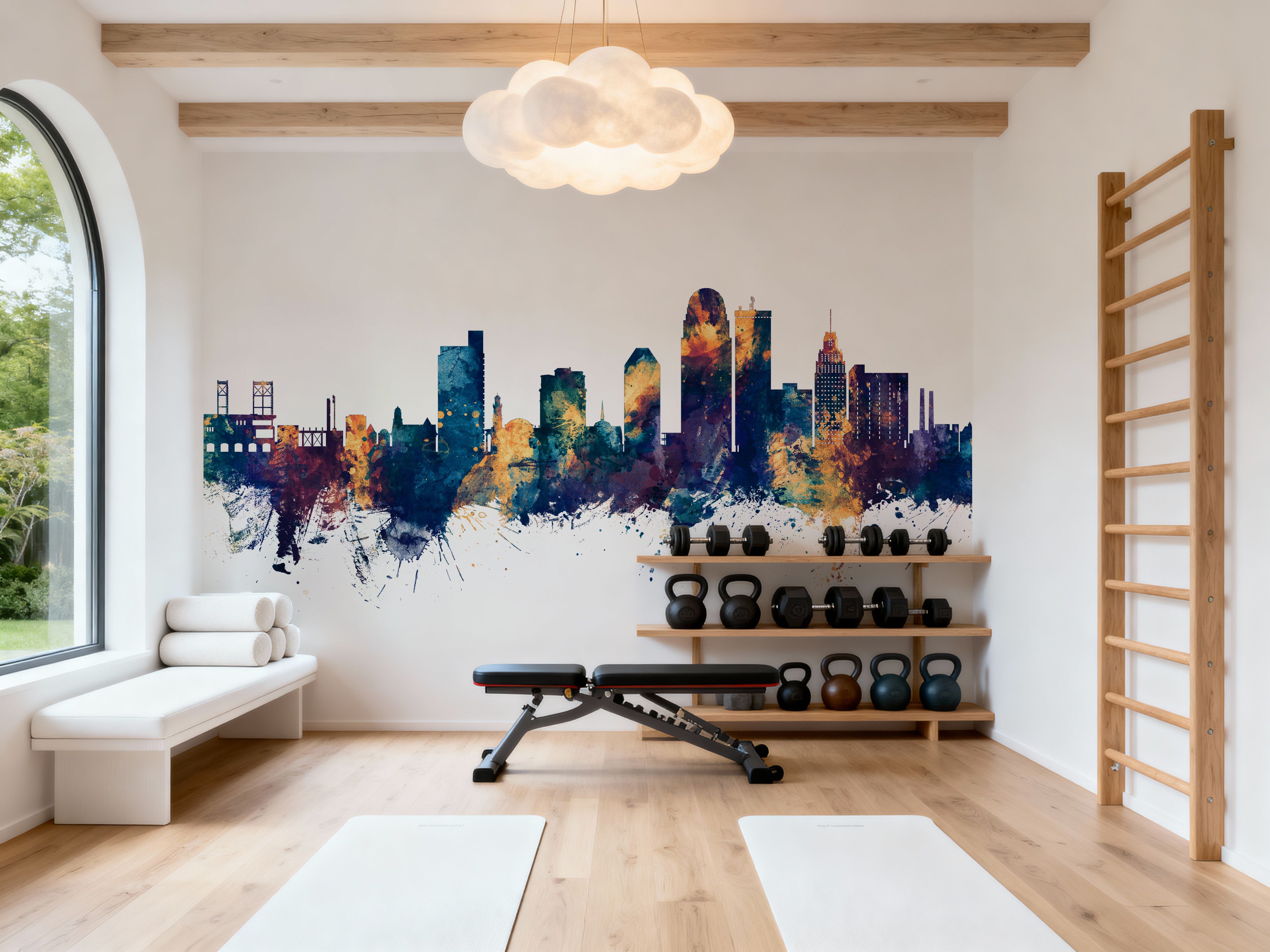 Winston-Salem North Carolina Skyline Blue & Bronze