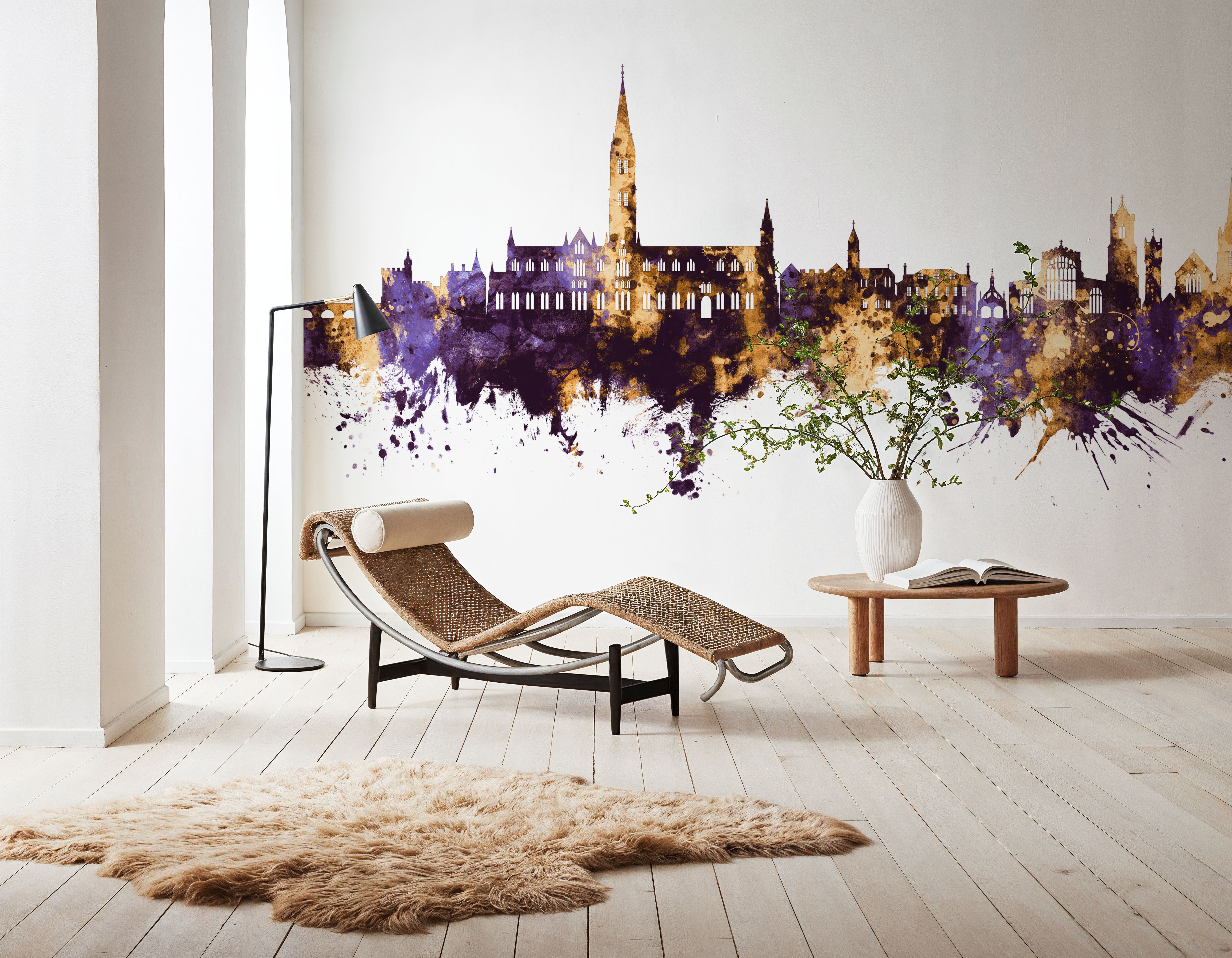 Salisbury England Skyline Purpl & Gold