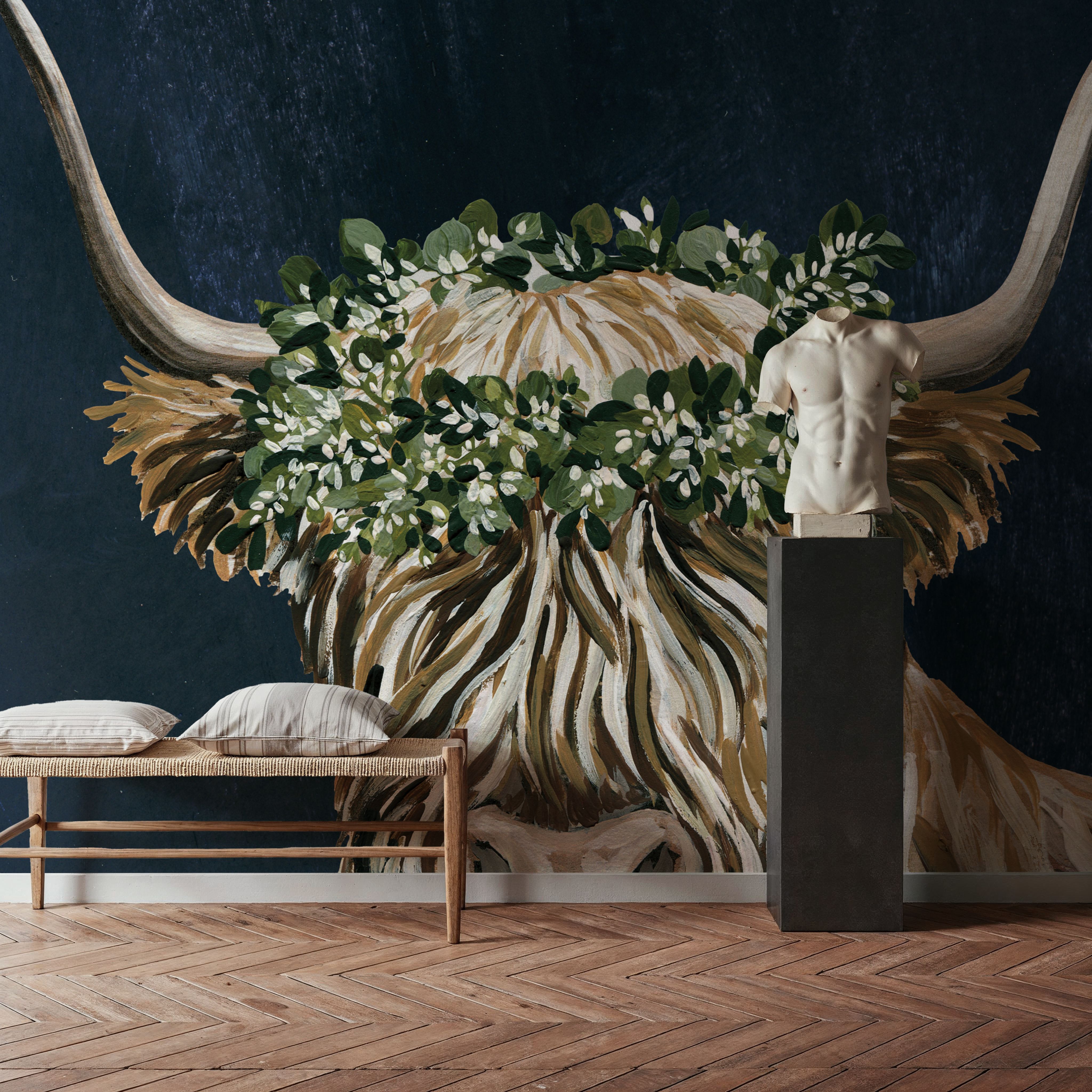 Harvest Cow Sage Texture Dark