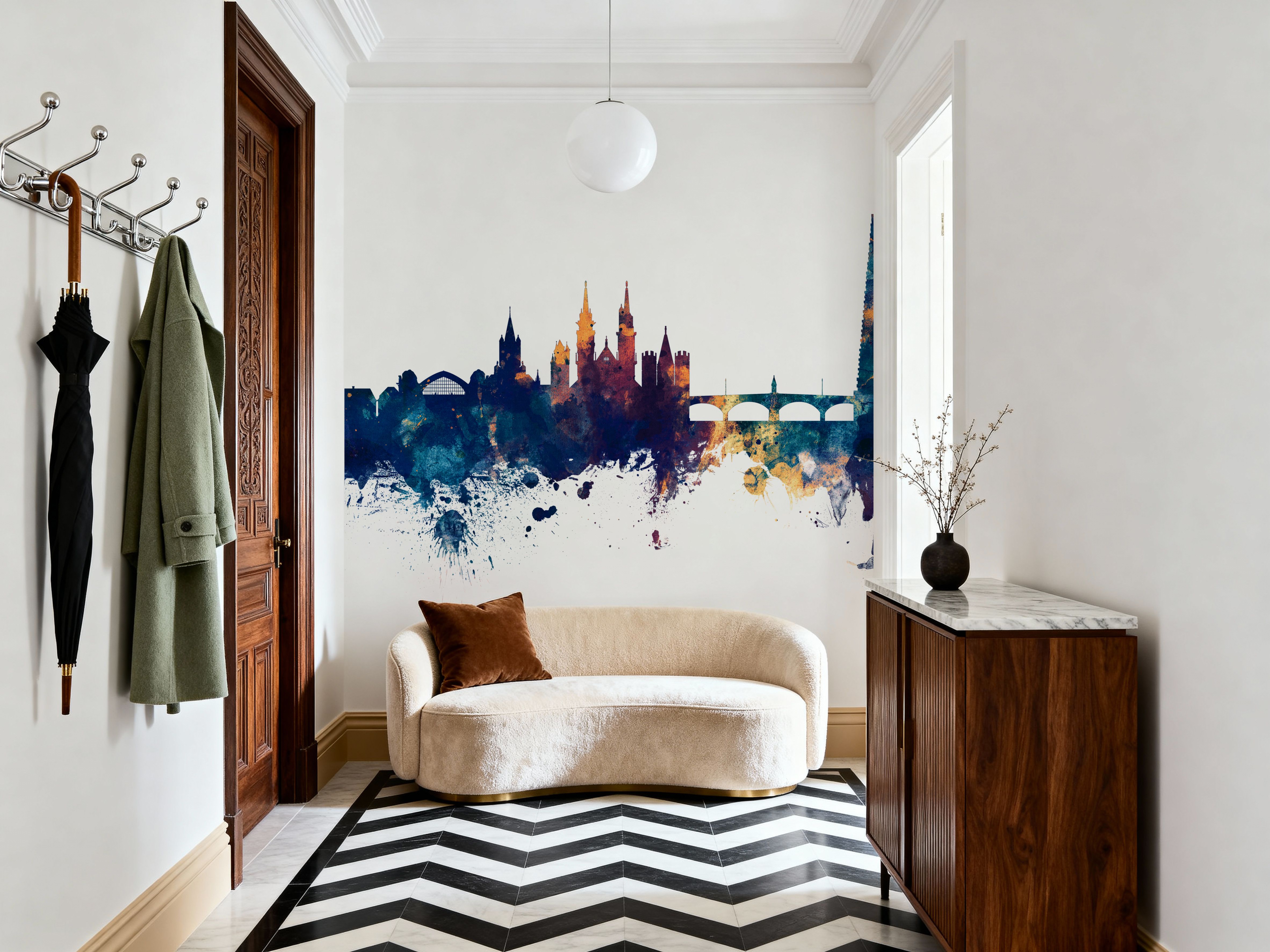 Basel Switzerland Skyline Blue & Bronze