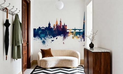 Basel Switzerland Skyline Blue & Bronze