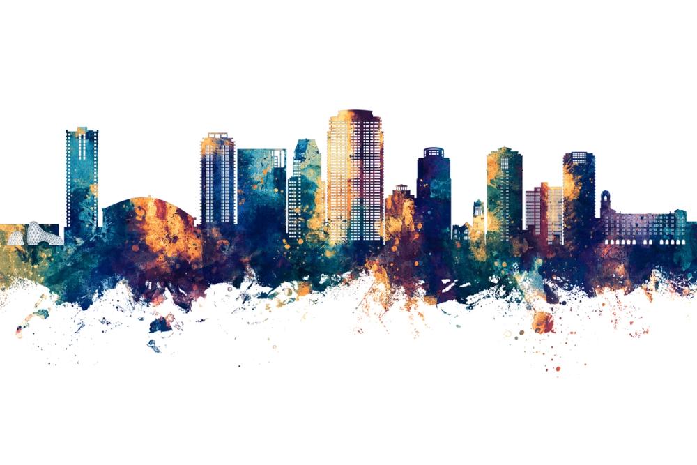 St Petersburg Florida Skyline Blue & Bronze