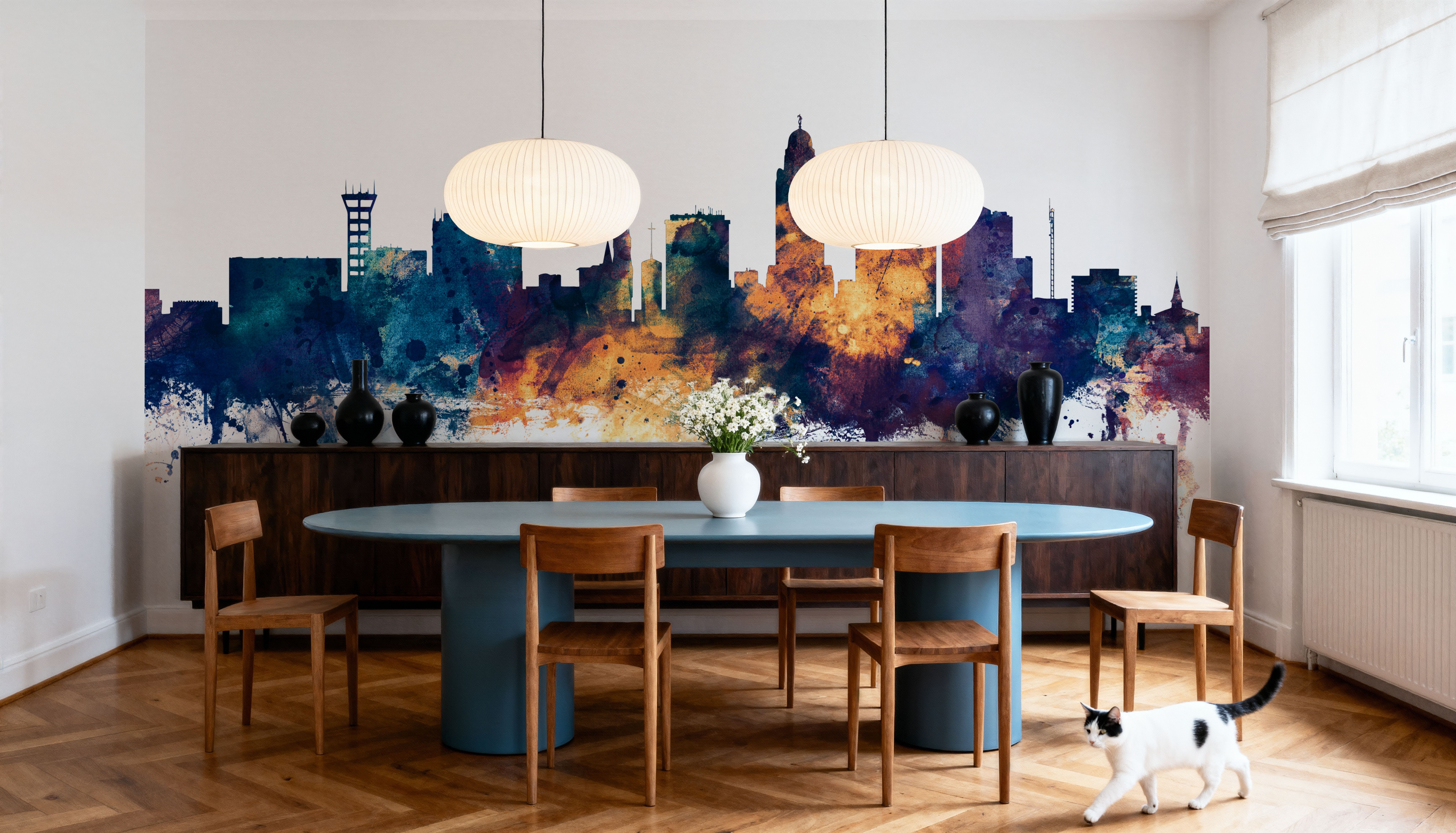 Lincoln Nebraska Skyline Blue & Bronze