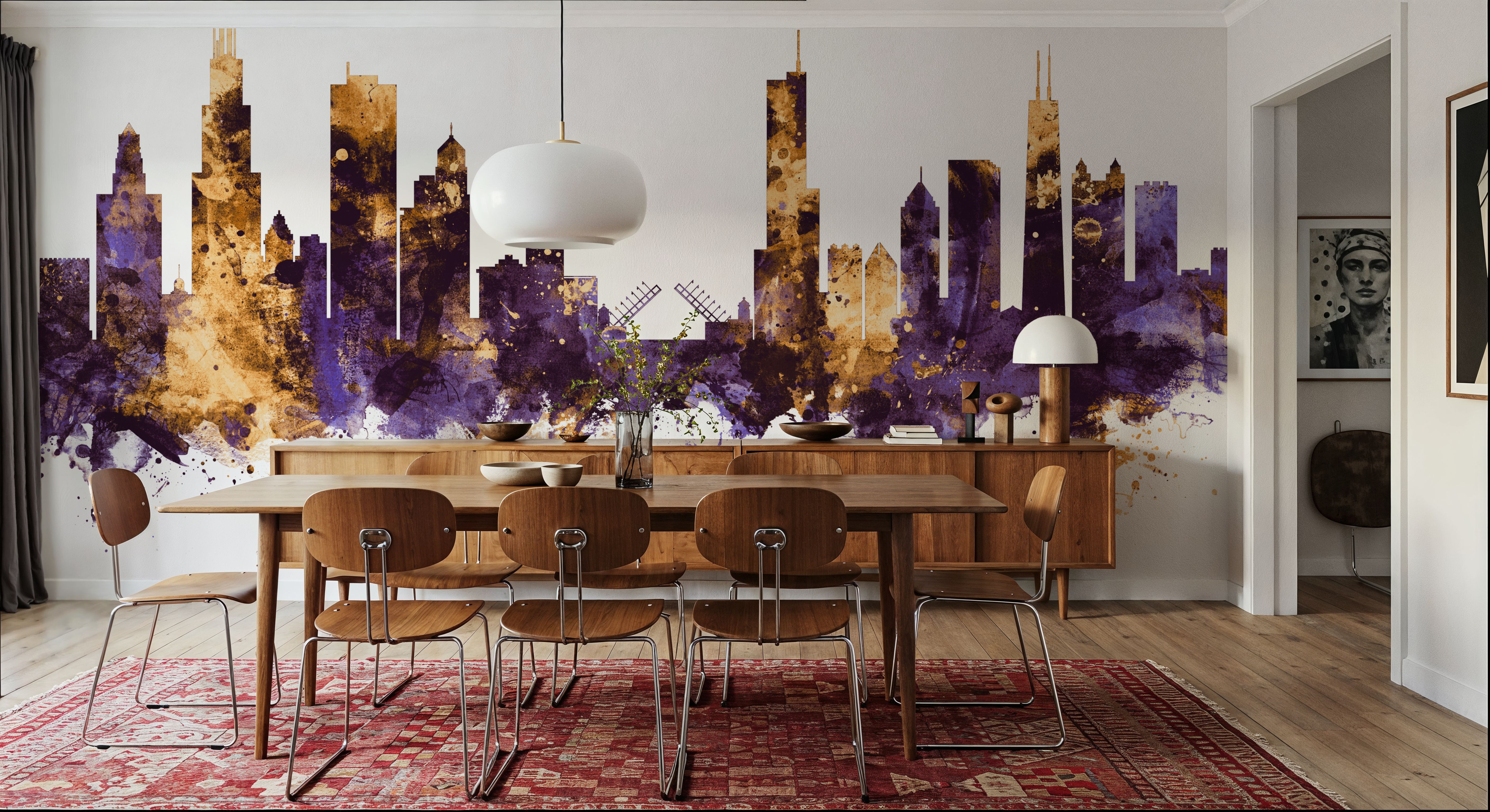Chicago Illinois Skyline Purple & Gold