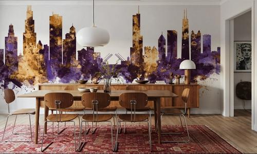 Chicago Illinois Skyline Purple & Gold