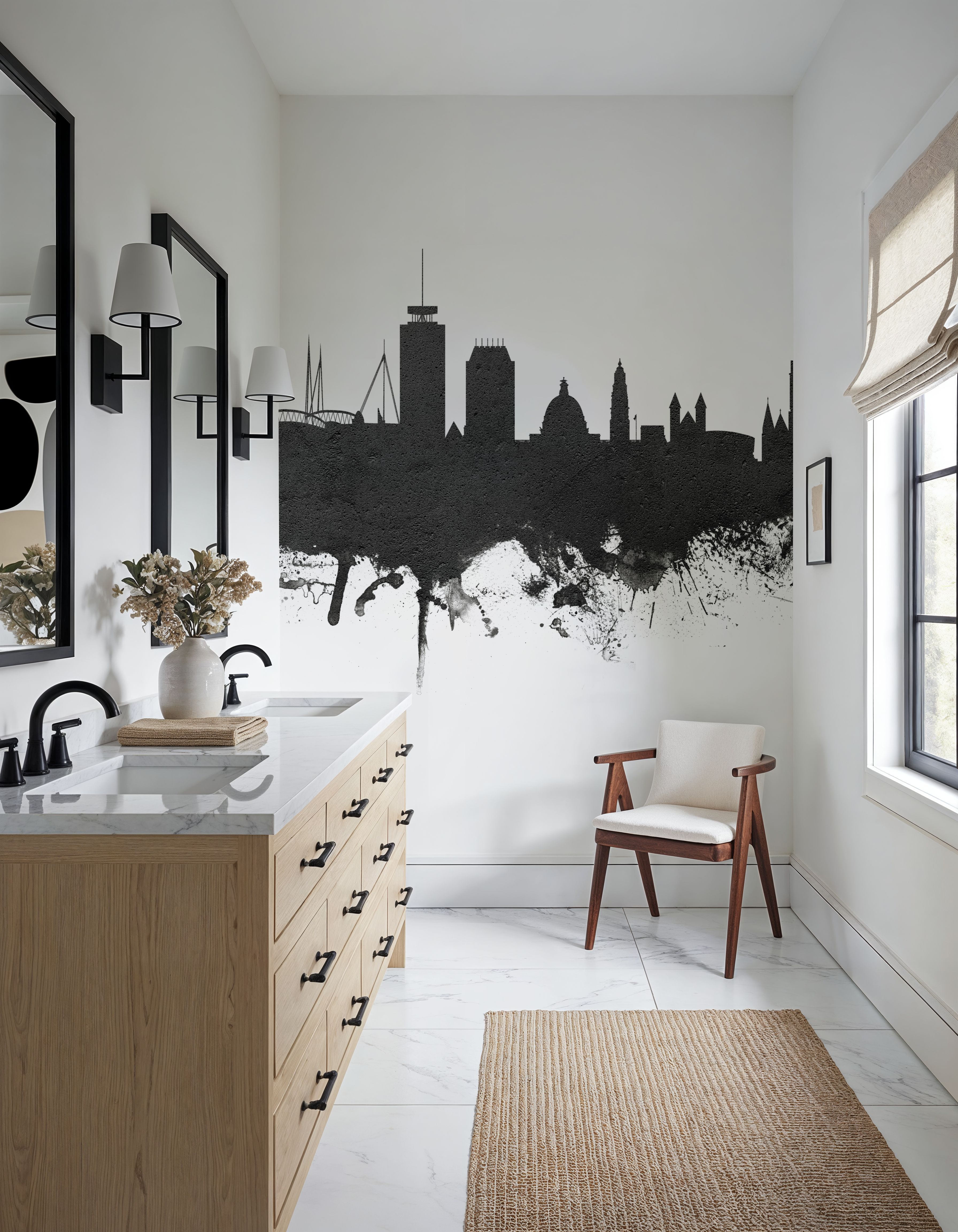 Cardiff Wales Skyline Black & White