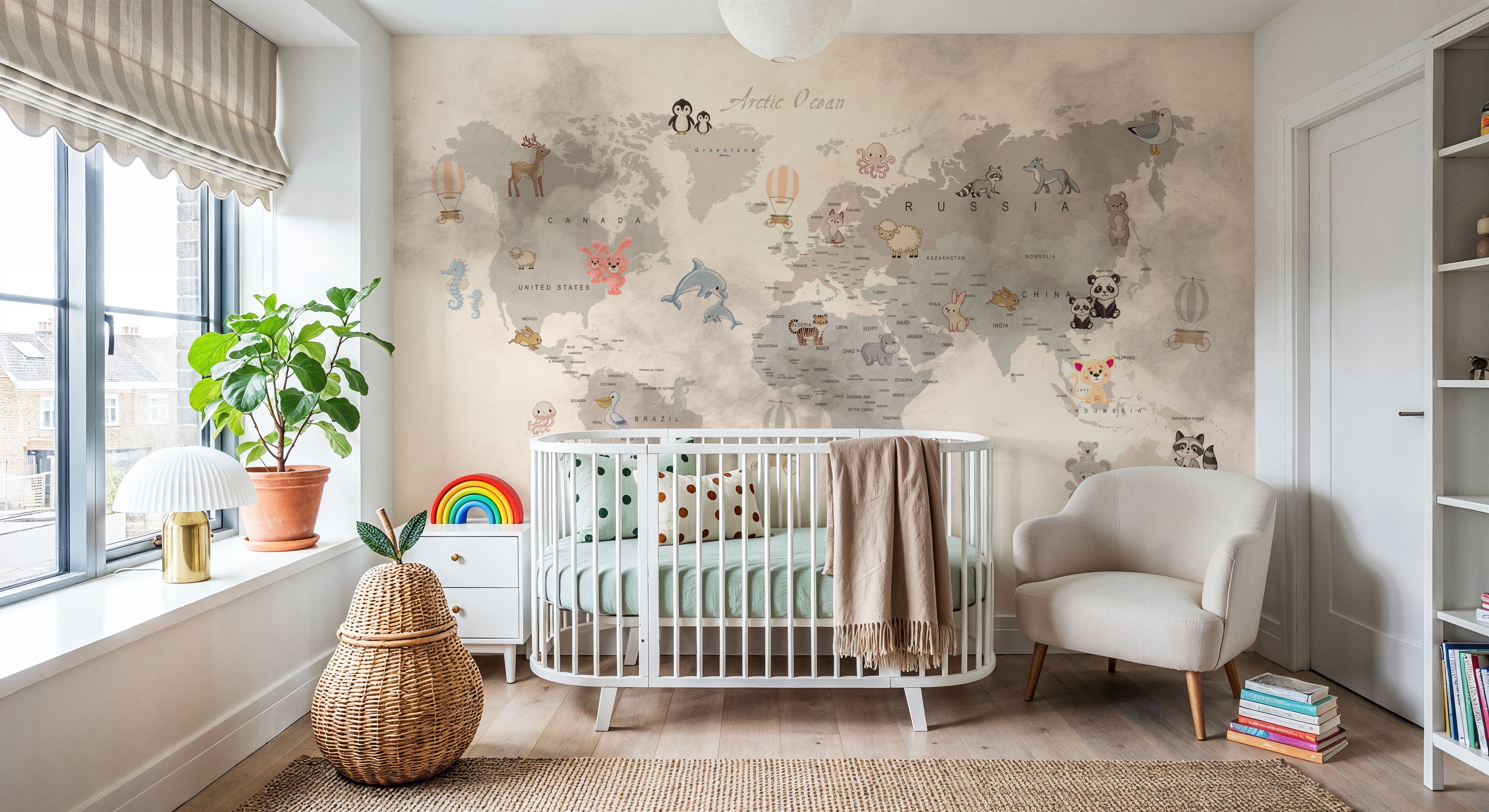 Baby Animals Map, Papel pintado