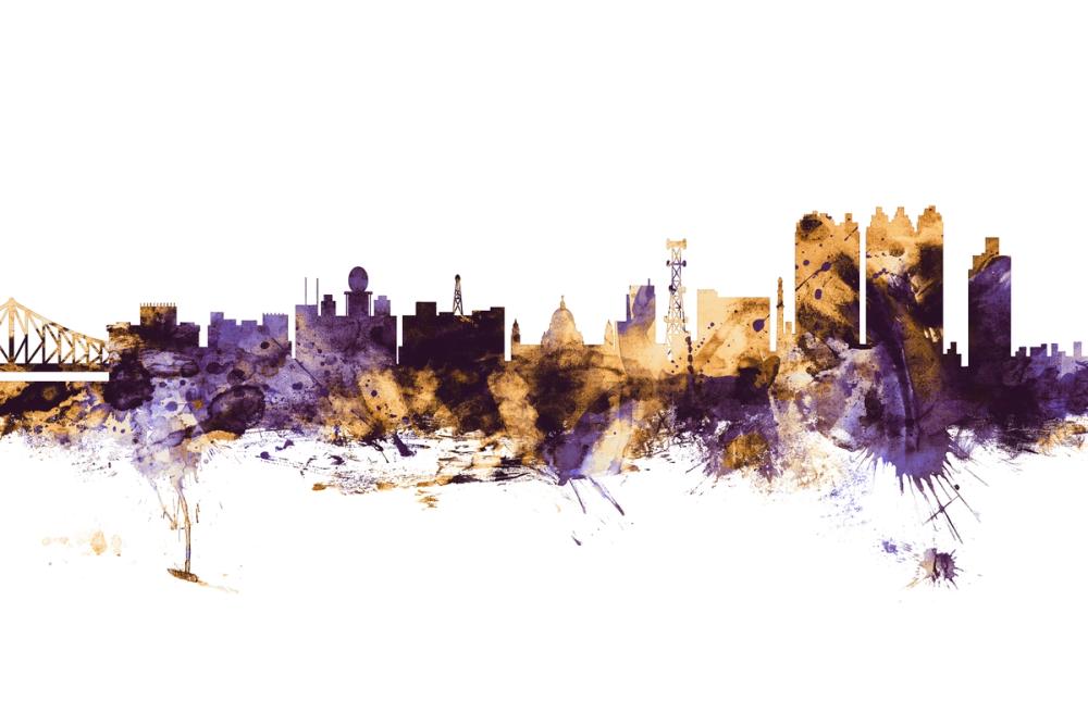 Kolkata (Calcutta) India Skyline Purple & Gold